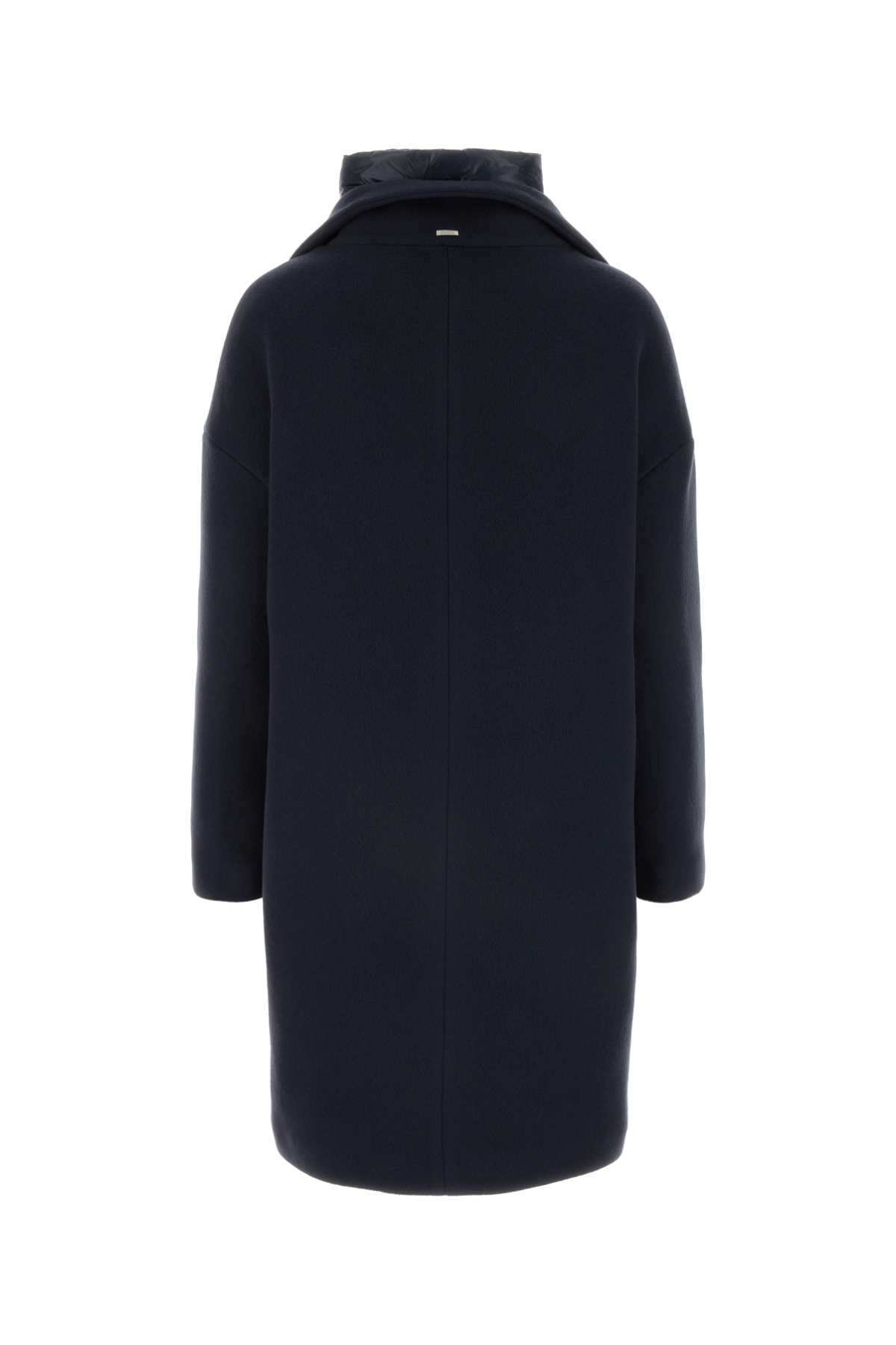 Shop Herno Dark Blue Wool Blend Coat