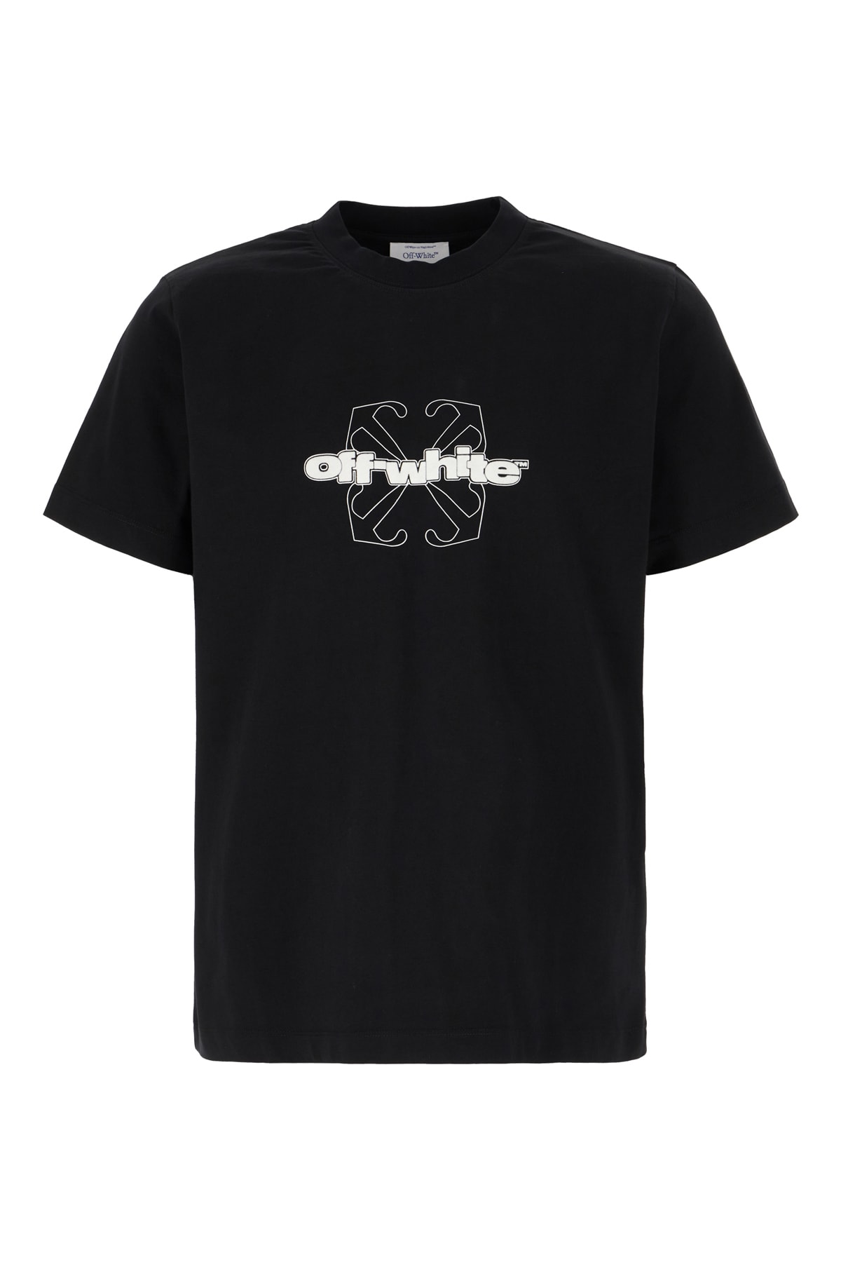 Off-white Black Cotton T-shirt In Black White