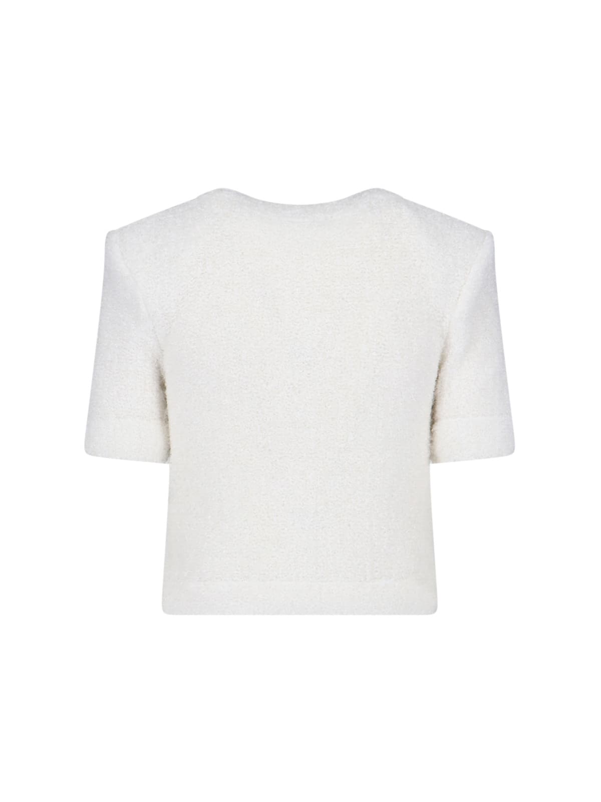 Shop Balmain Cropped Cardigan In White