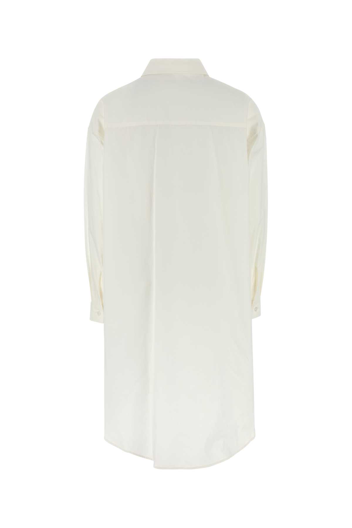Mm6 Maison Margiela Logo Cotton Poplin Mini Dress In White