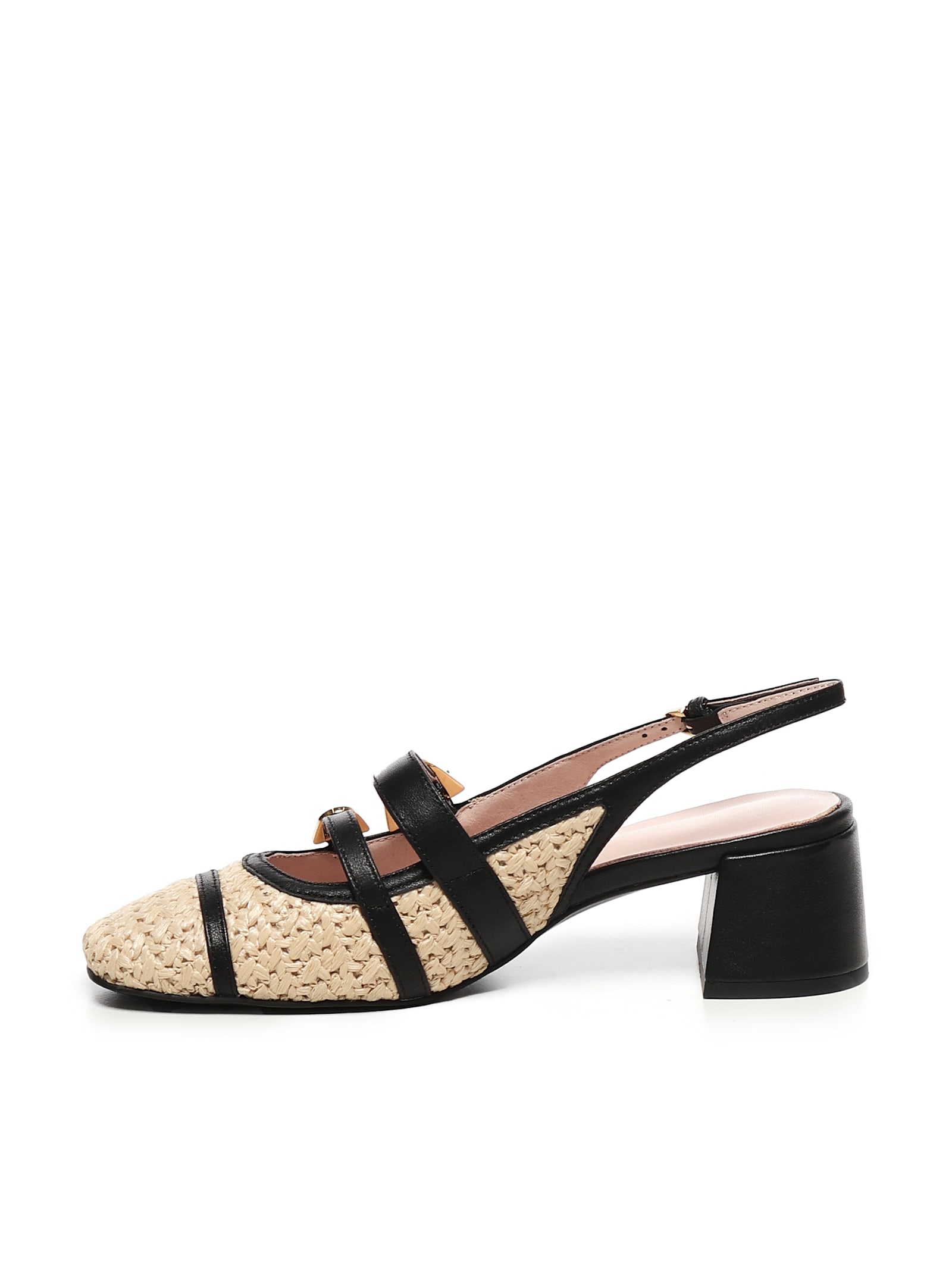 Coccinelle Maia Crochet Straw Slingback Shoes In Black