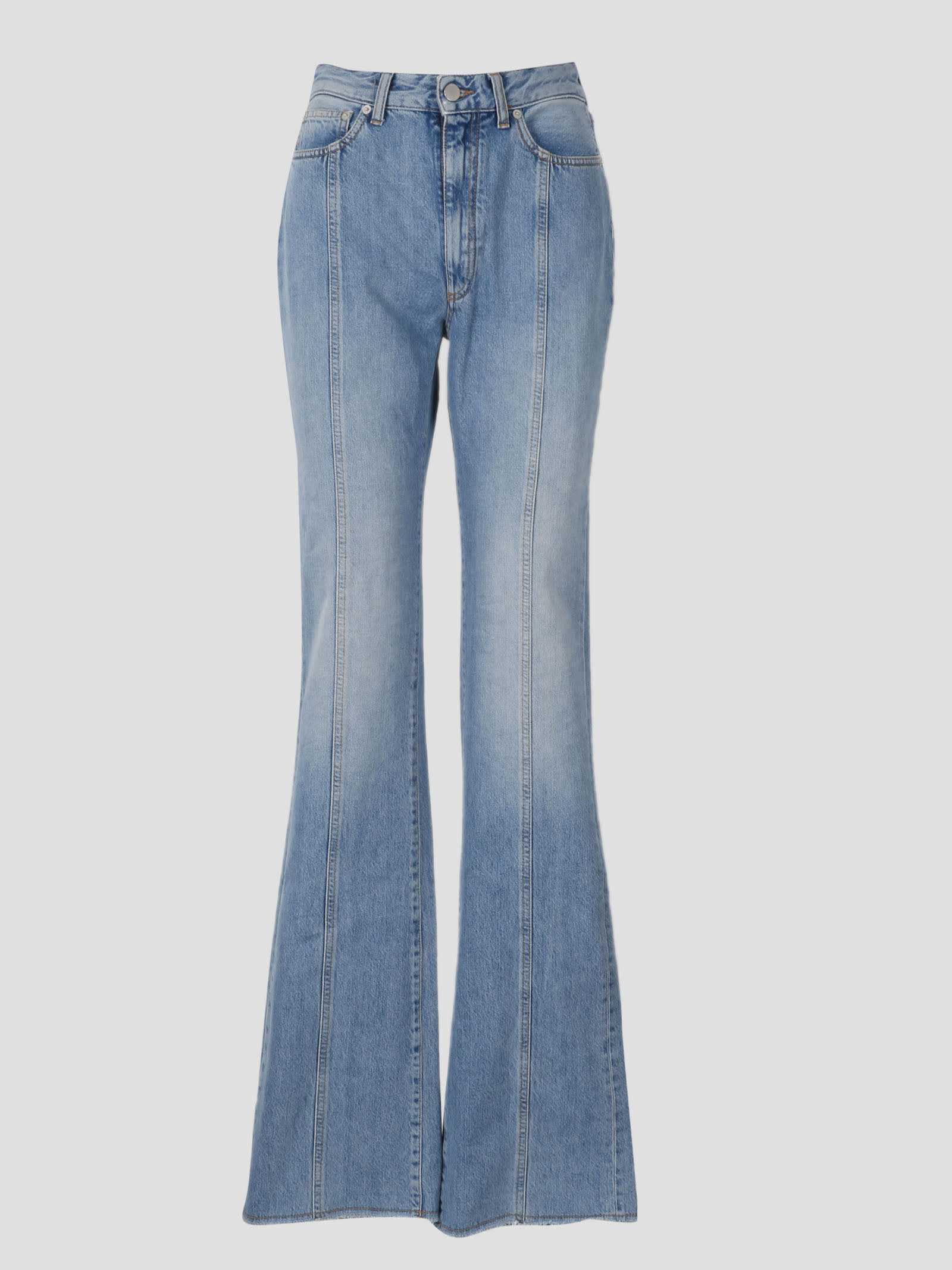 Alessandra Rich Denim Flared Jeans With Embroidered Logo