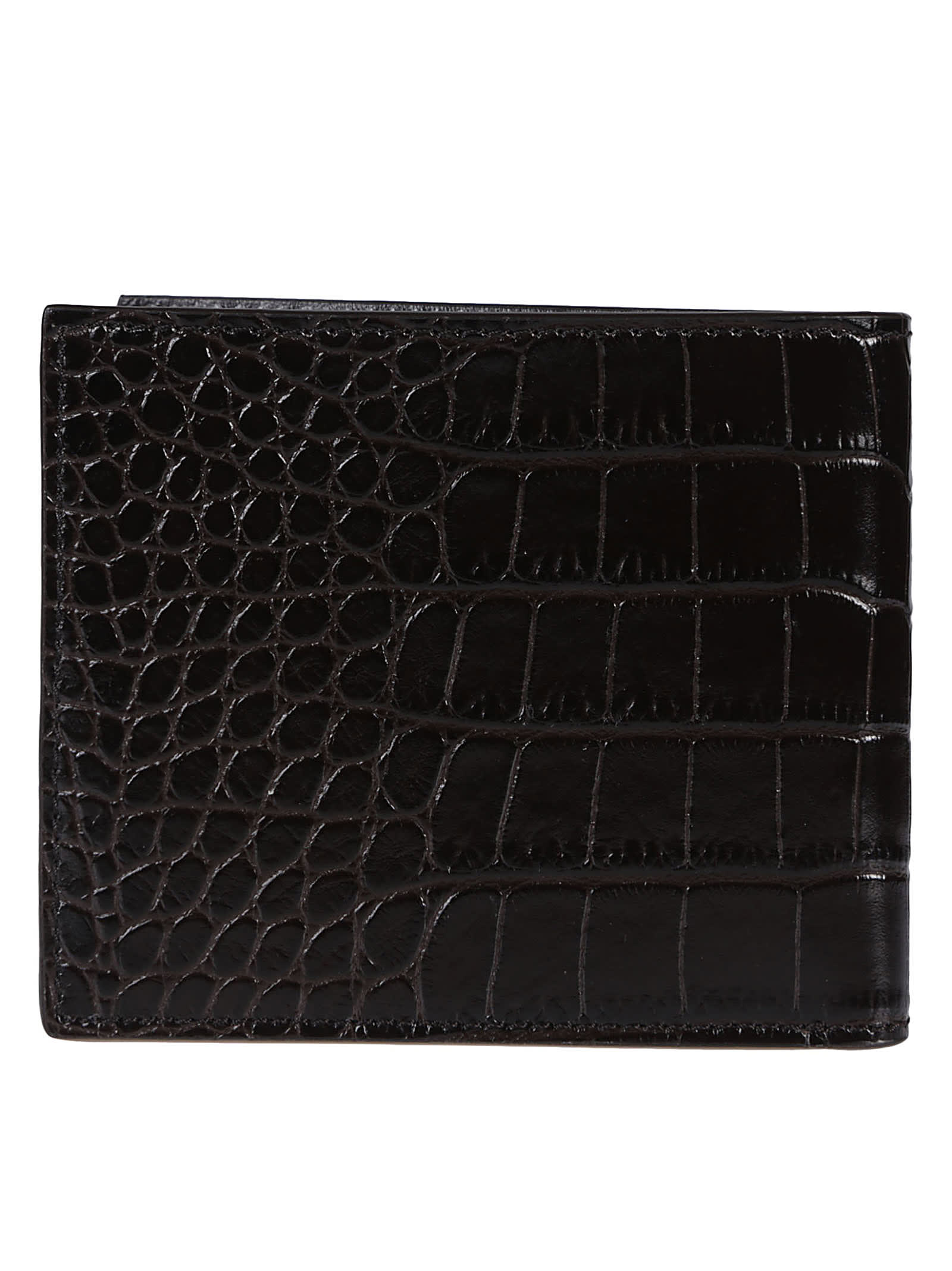 Shop Tom Ford Crocodile Embossed Wallet In Ebony Brown