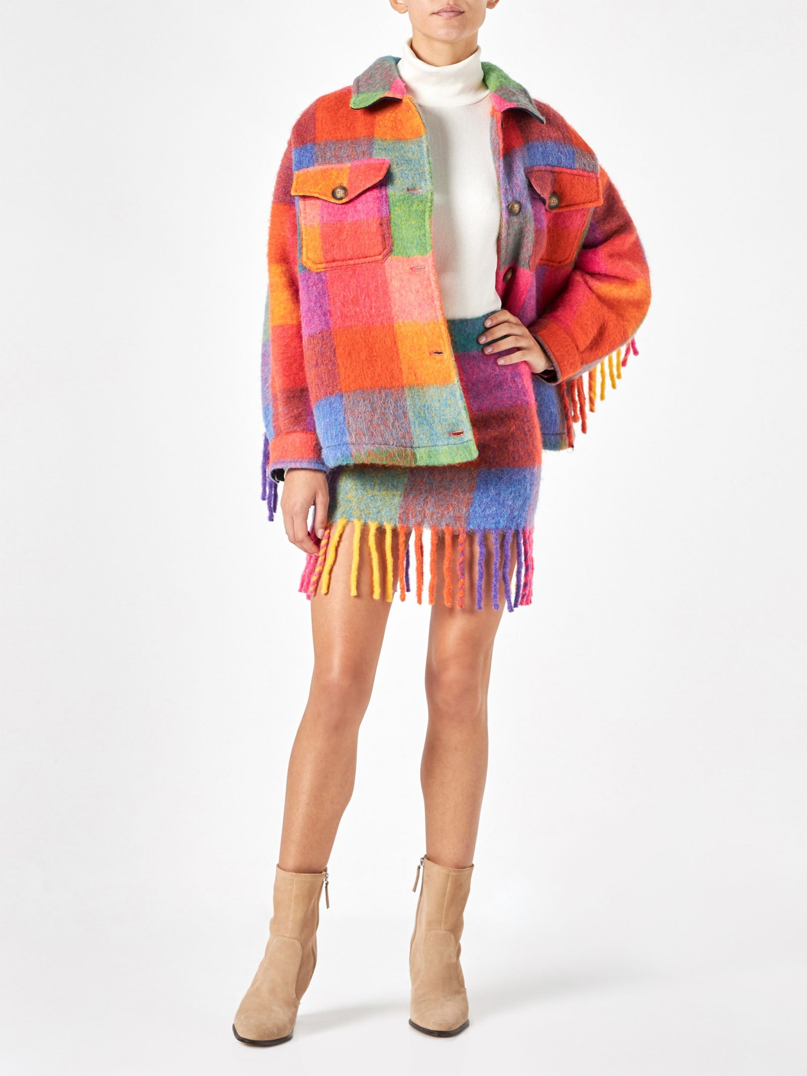 Mc2 Saint Barth Woman Skirt With Fringes In Multicolor