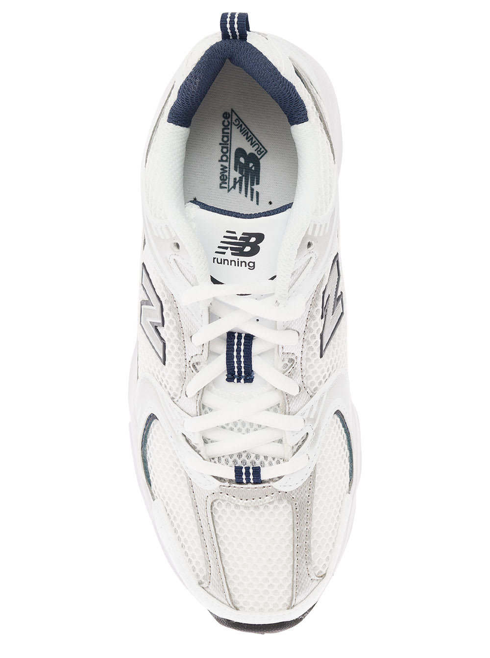 Shop New Balance 530 White And Blue Low Top Sneakers With Logo Patch In Tech Fabric Woman In Grey