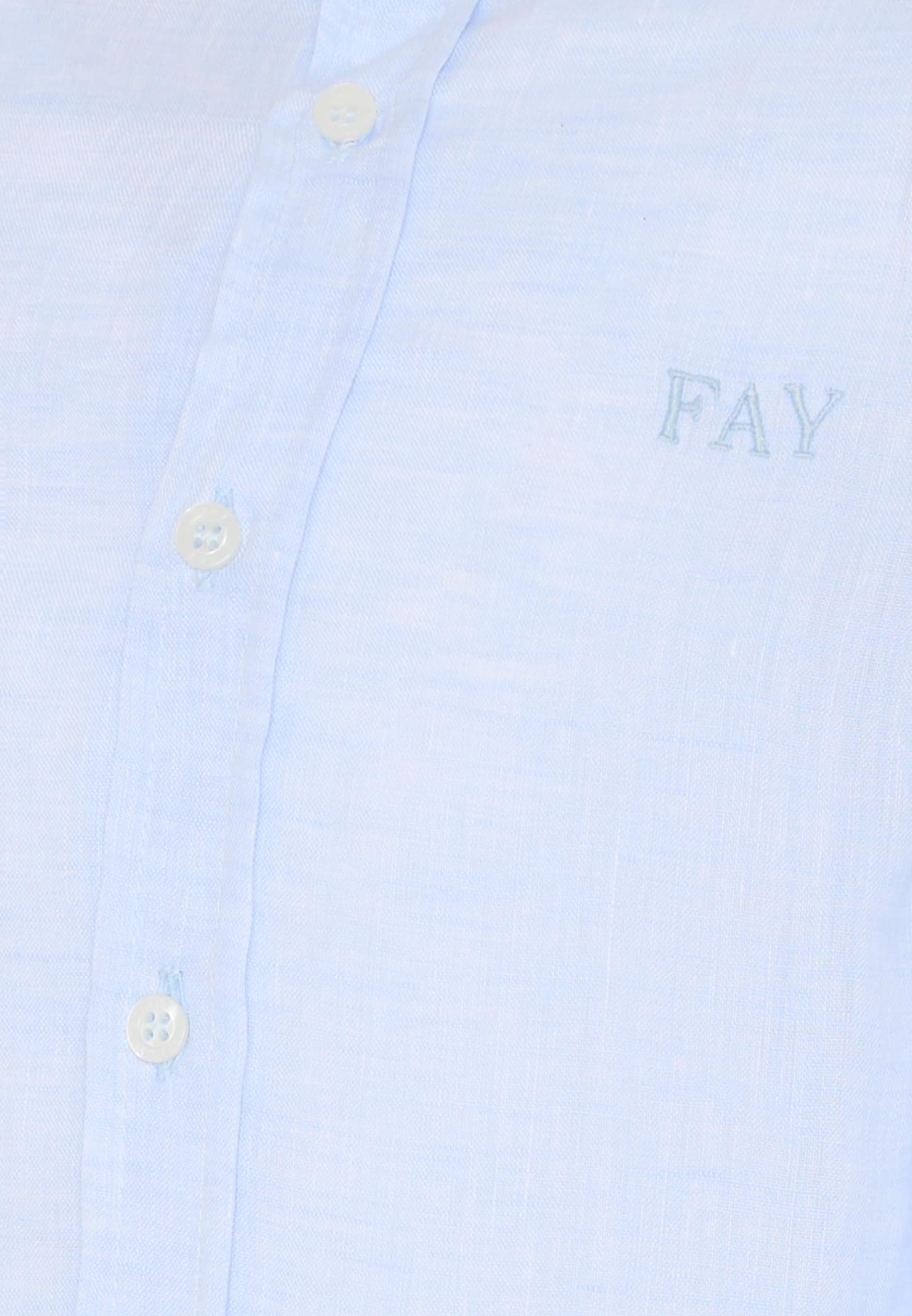 Fay Light Bleu Shirt For Boy With Logo In Blue