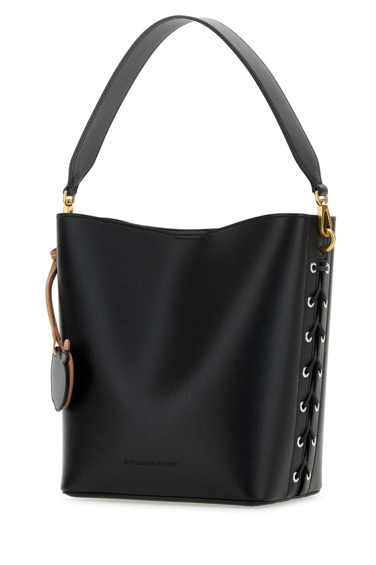 Shop Stella Mccartney Black Alter Mat Frayme Bucket Bag