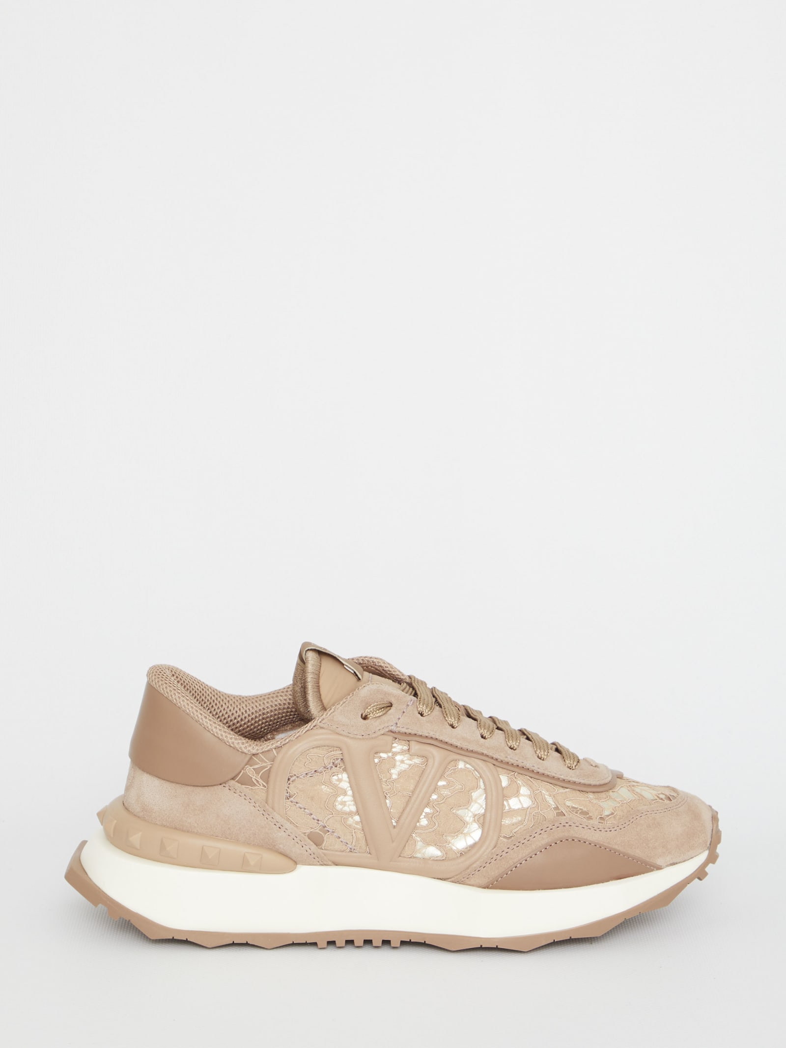 Valentino Garavani Lace and Mesh Lacerunner Sneaker - Pink - 39.5