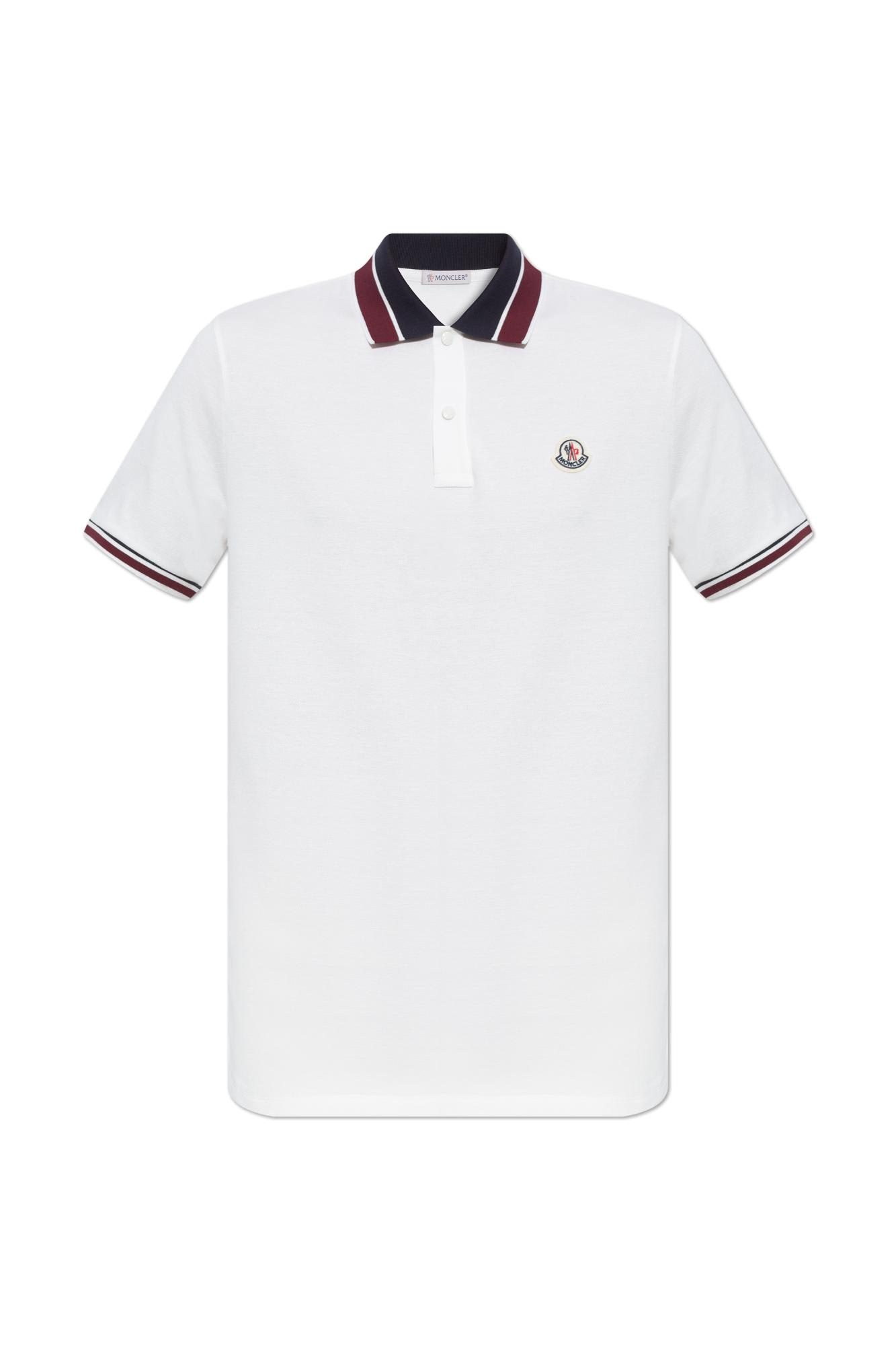 Shop Moncler Cotton Polo With Logo In White