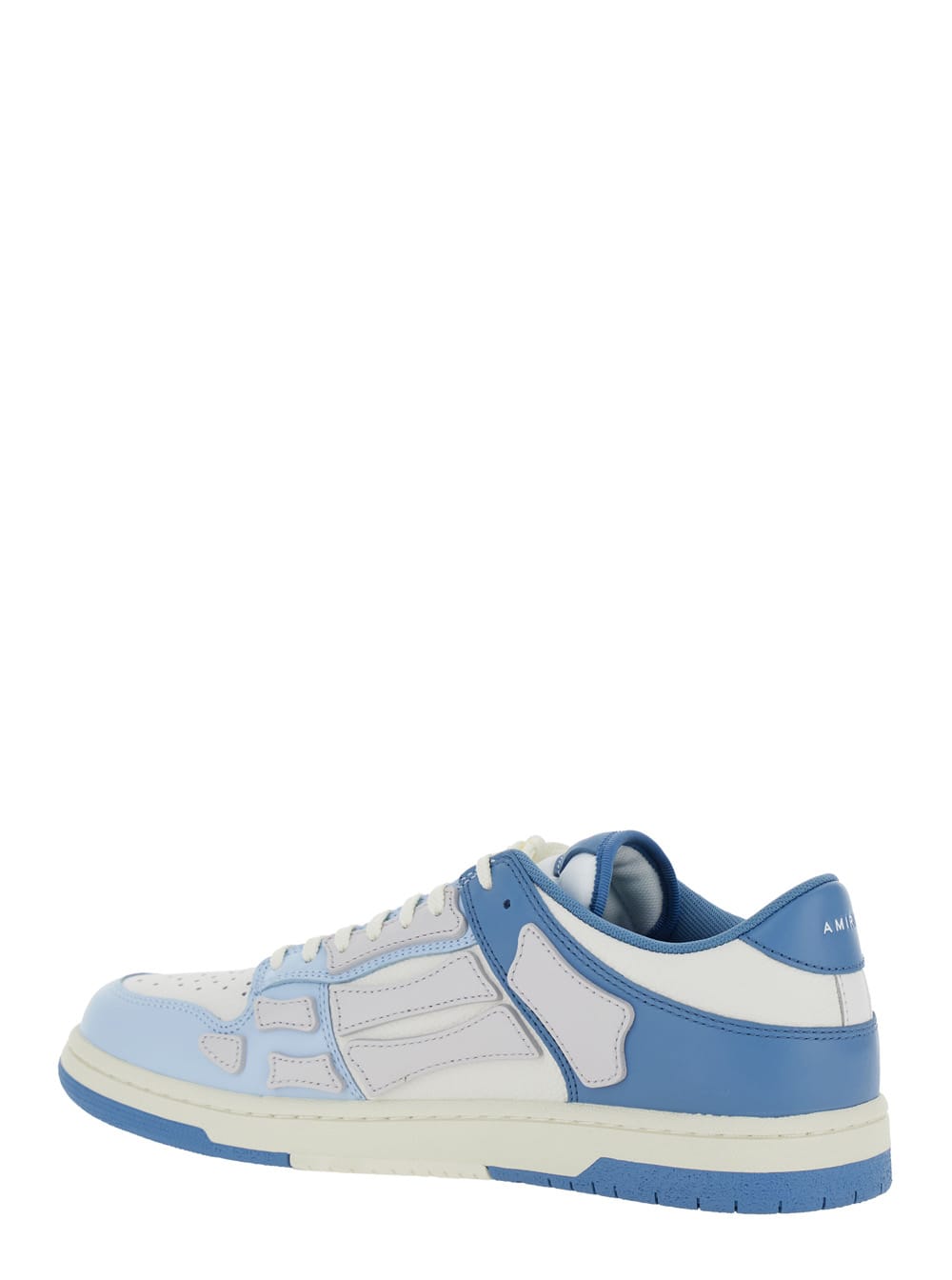 Shop Amiri Skel Top Low Light Blue And Blue Bi-color Sneakers With Skeleton Patch In Leather Man