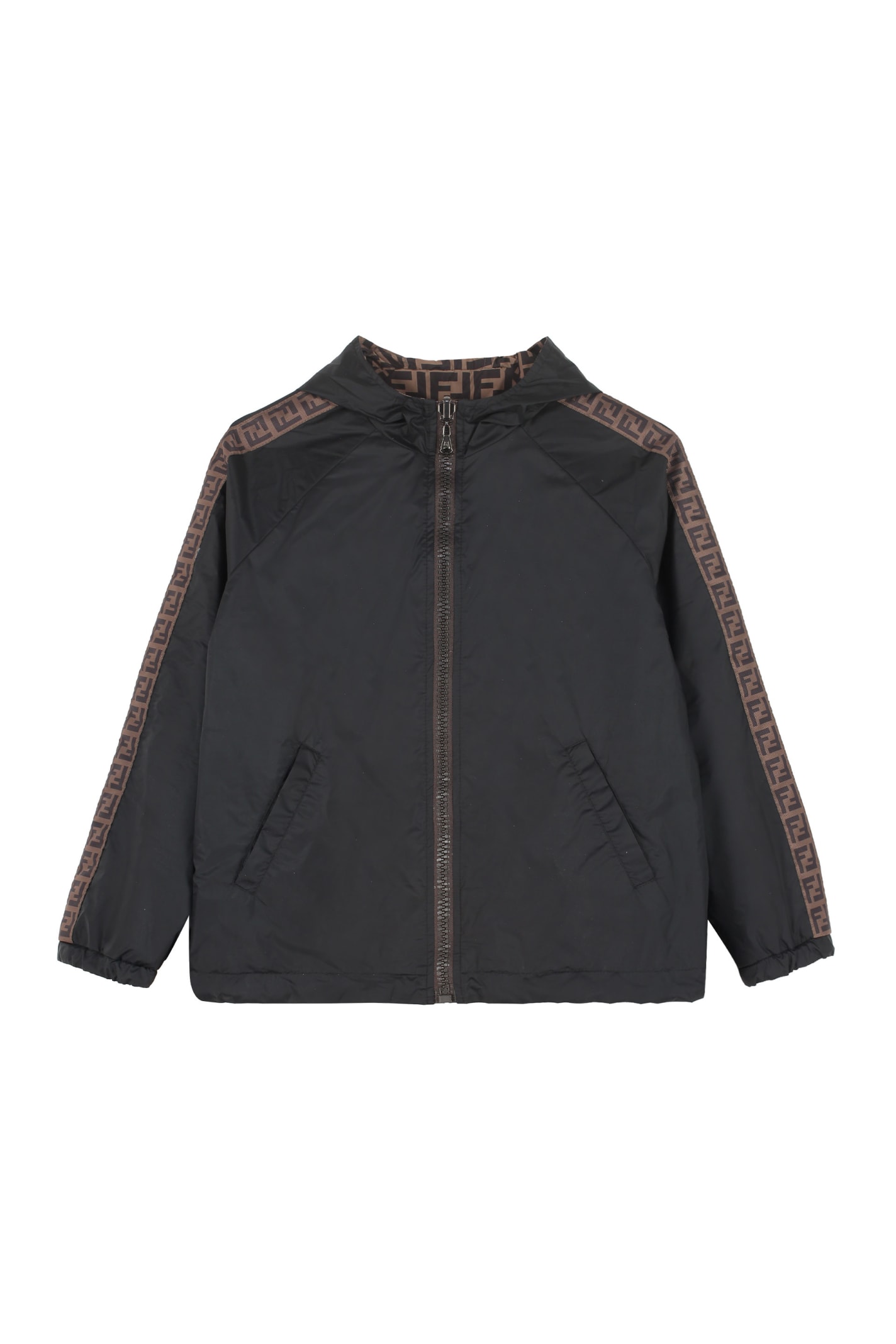 Fendi Kids' Reversible Windbreaker-jacket In Black
