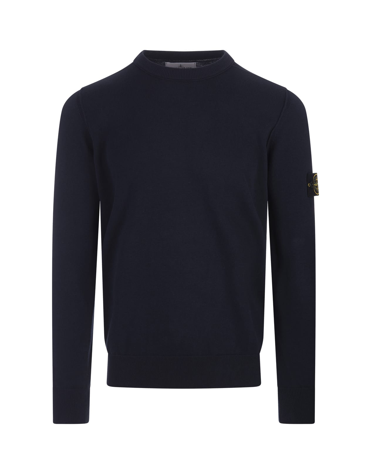 Shop Stone Island Navy Blue Shaved Knit Pullover