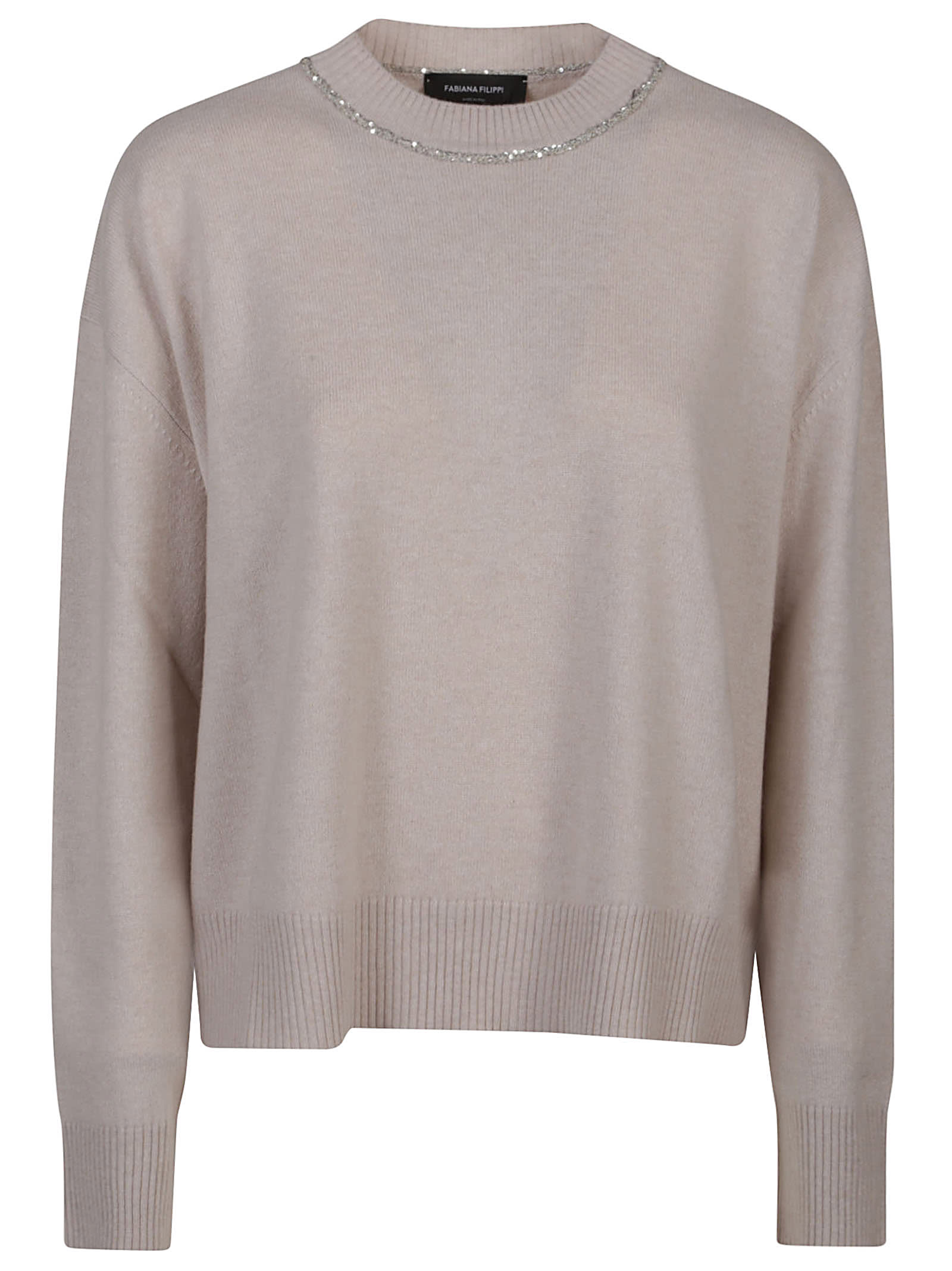 Shop Fabiana Filippi Oversize Sweater In Greige