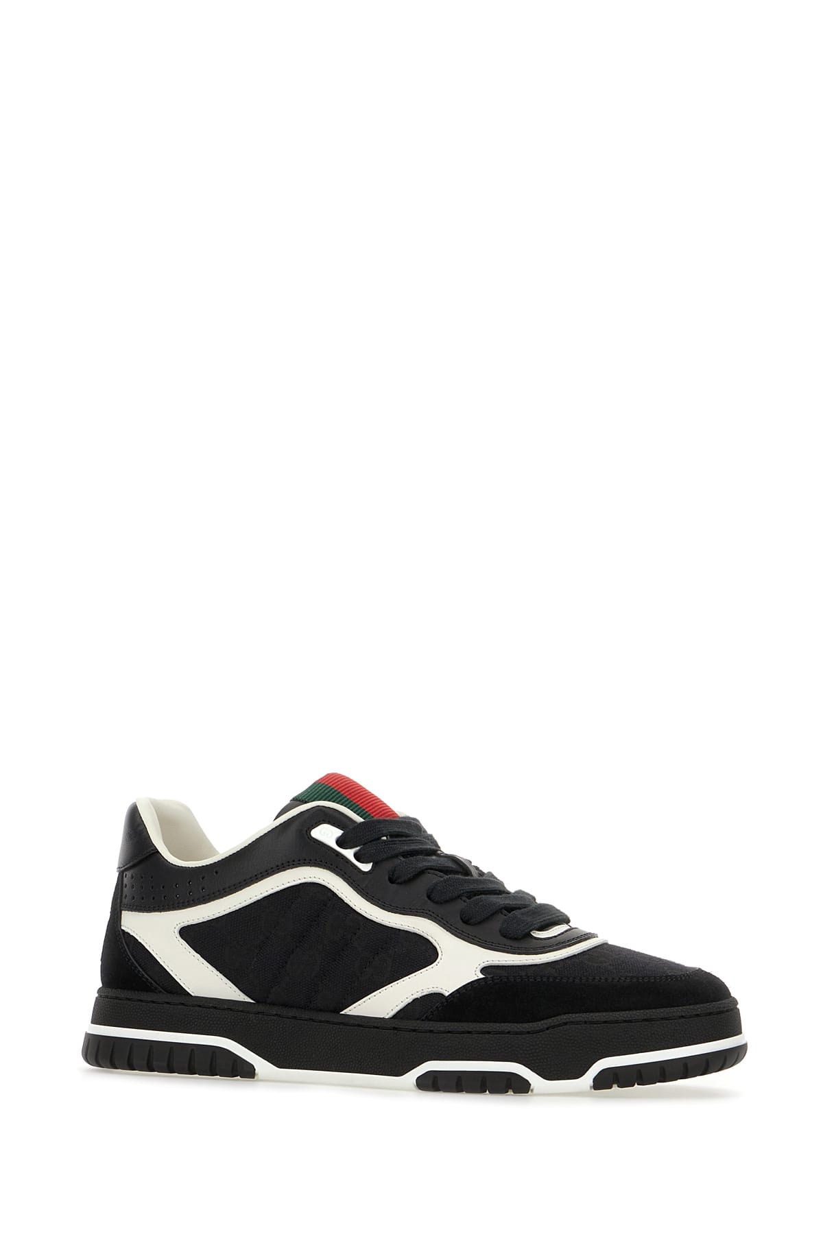 GUCCI TWO-TONE SUEDE AND FABRIC RE-WEB SNEAKERS