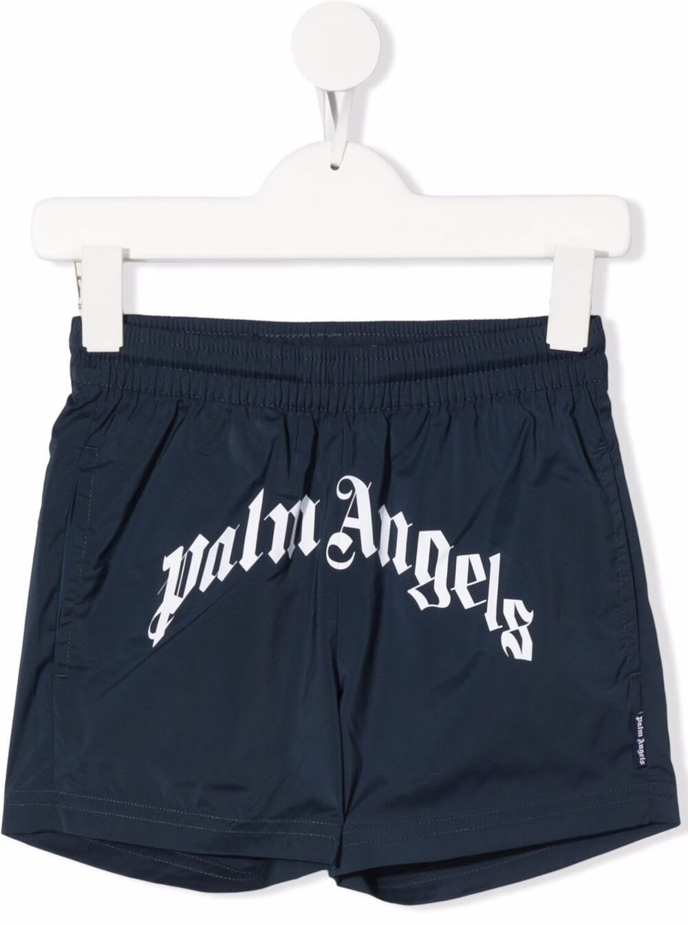 Palm Angels Kids Boys Blue Nylon Swim Shorts With Logo Print