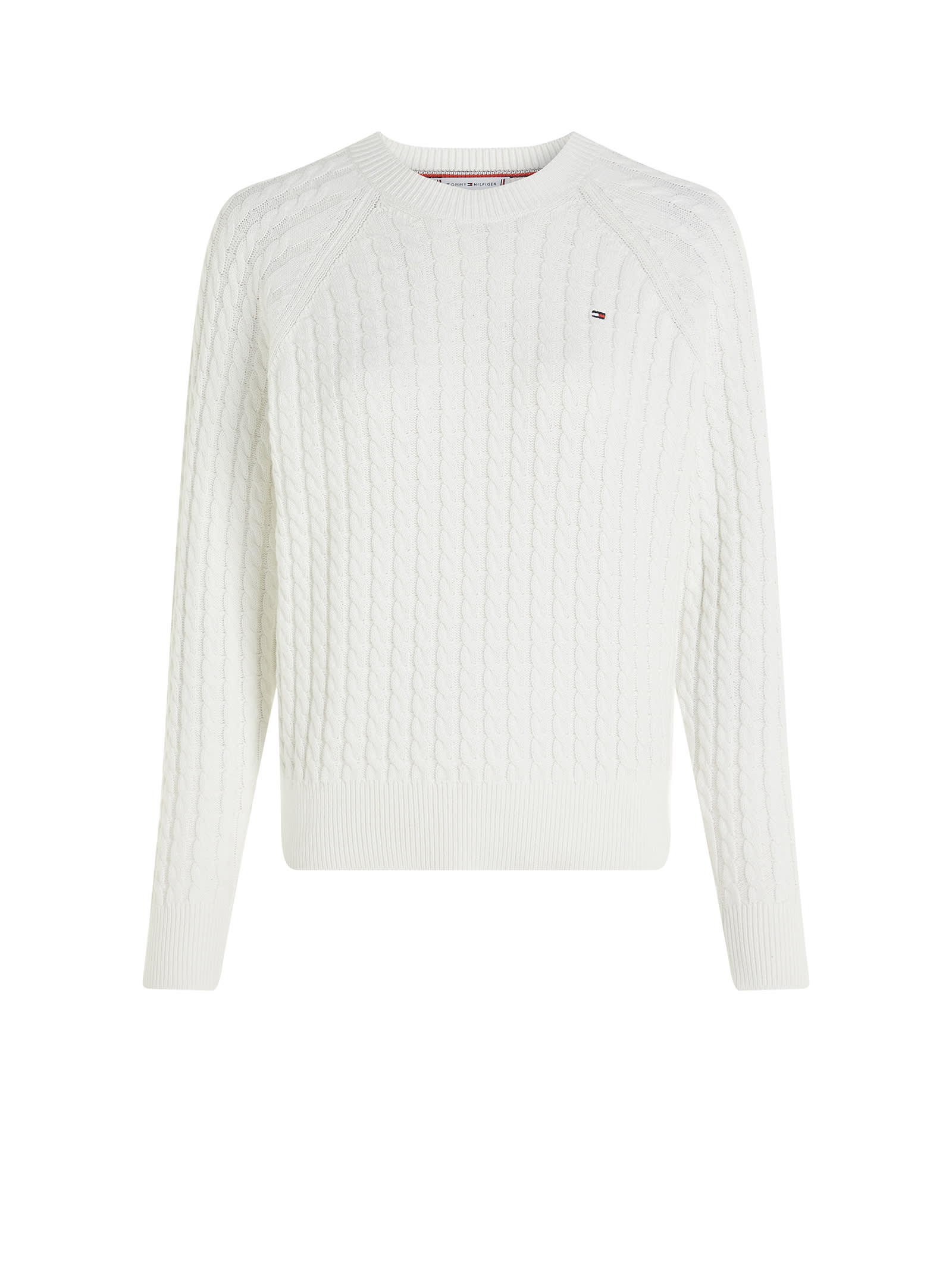 White Relaxed-fit Sweater In Woven Knit