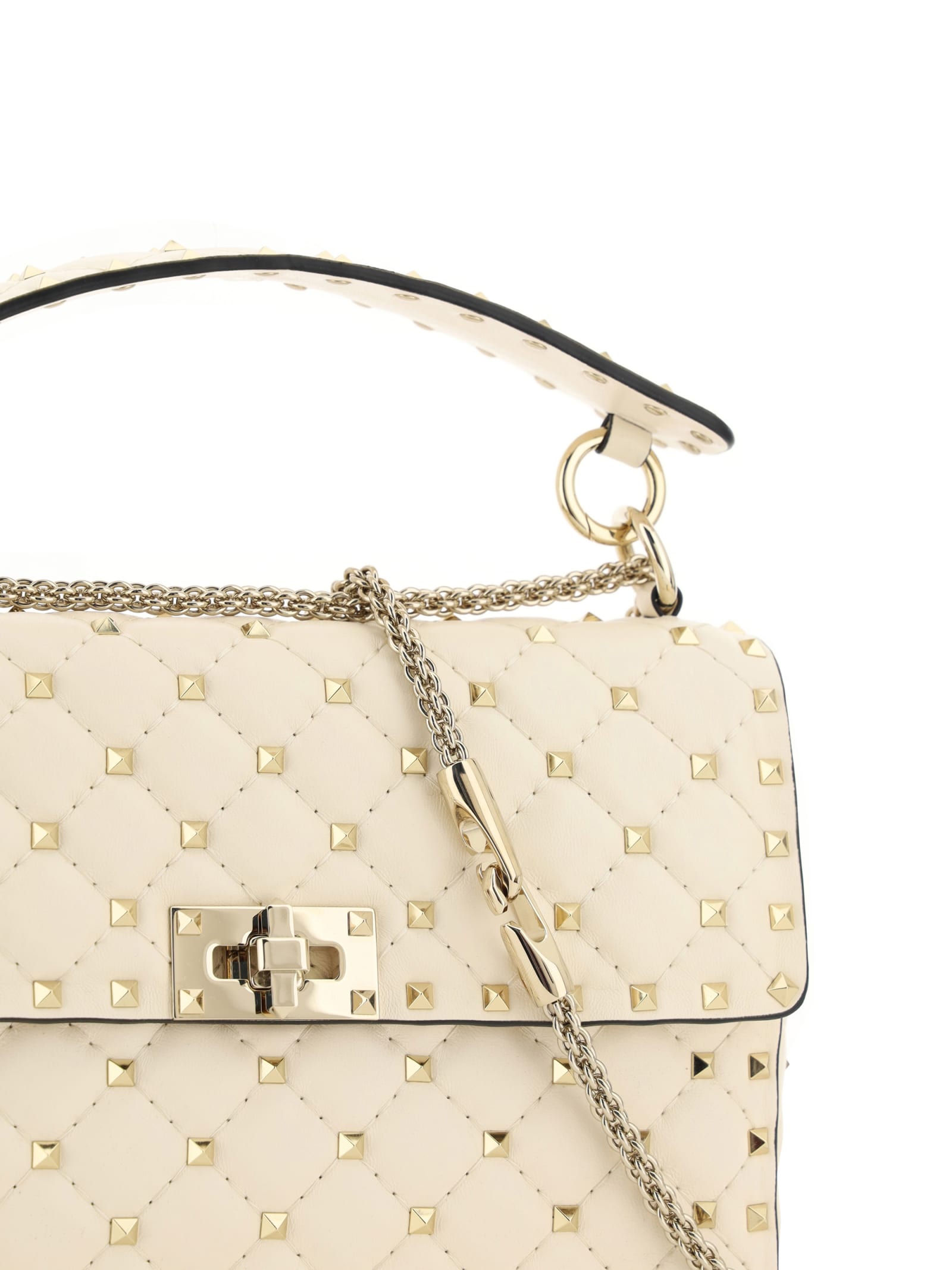 Shop Valentino Rockstud Spike Handbag In Light Ivory