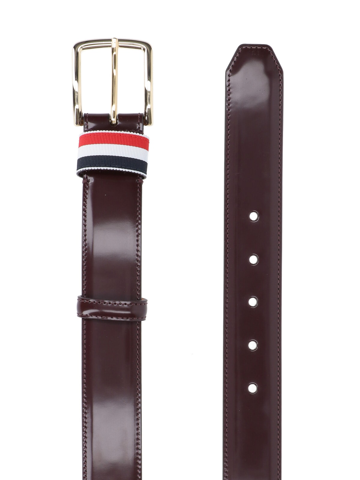 Thom Browne Striped Belt With Adjustable Fit And Gold-tone Buckle