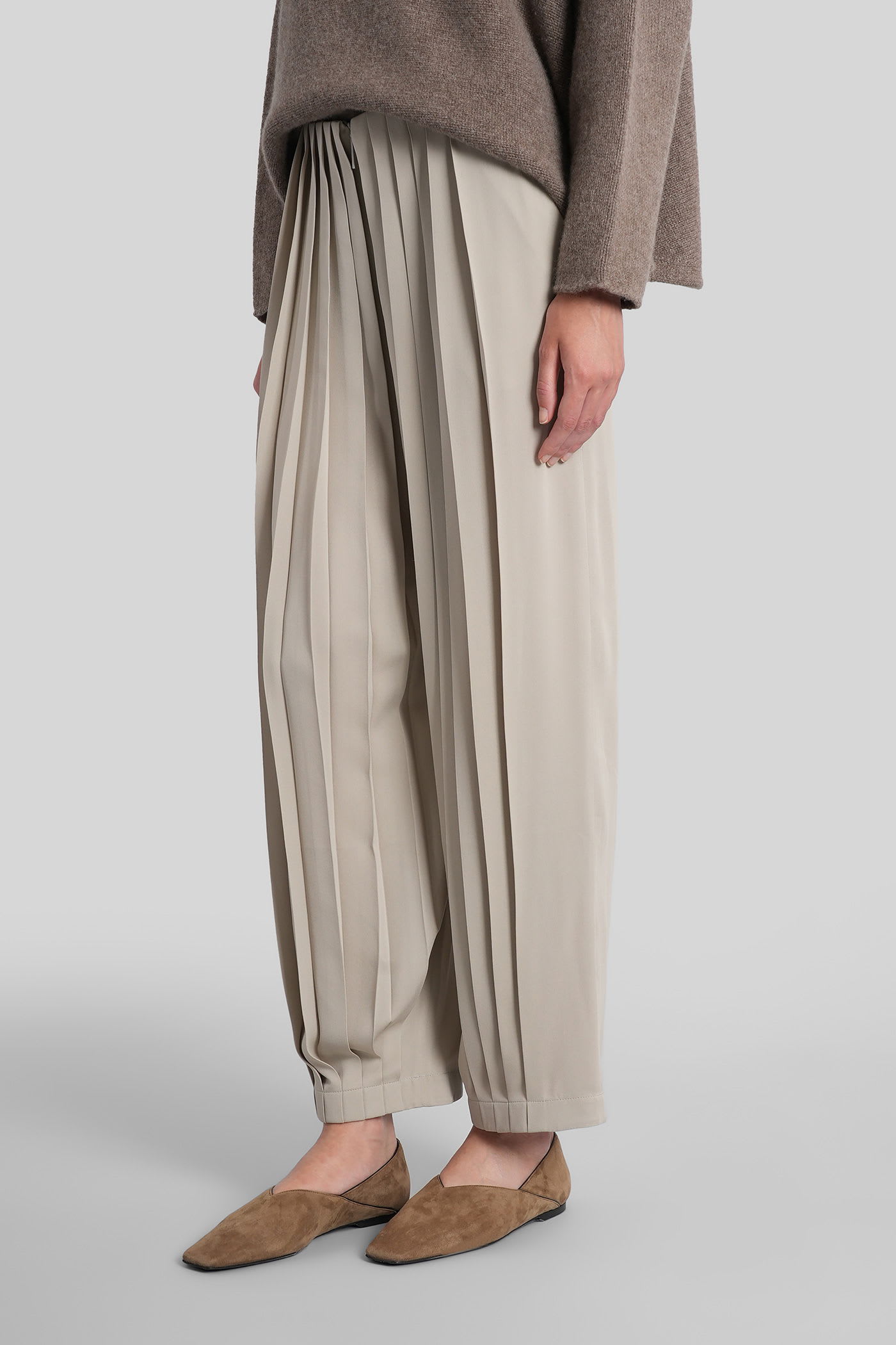 Giorgio Armani Pants In Beige Silk In Gray