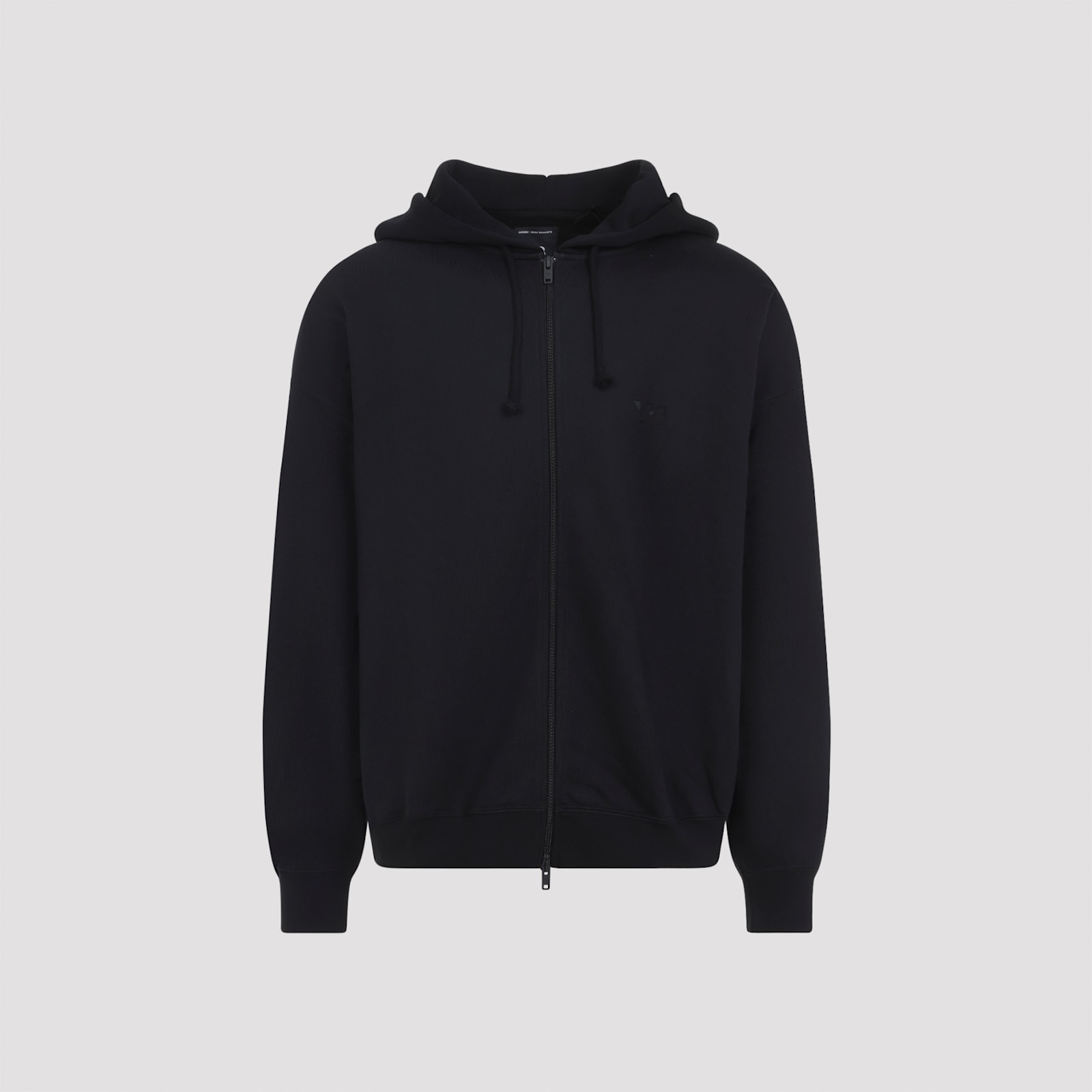 Y-3 Brushed Terry Hoodie With Drawstring Hood In Black