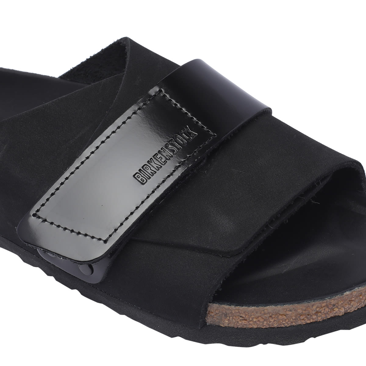 Birkenstock Kyoto Suede And Nubuck Leather Slides In Black