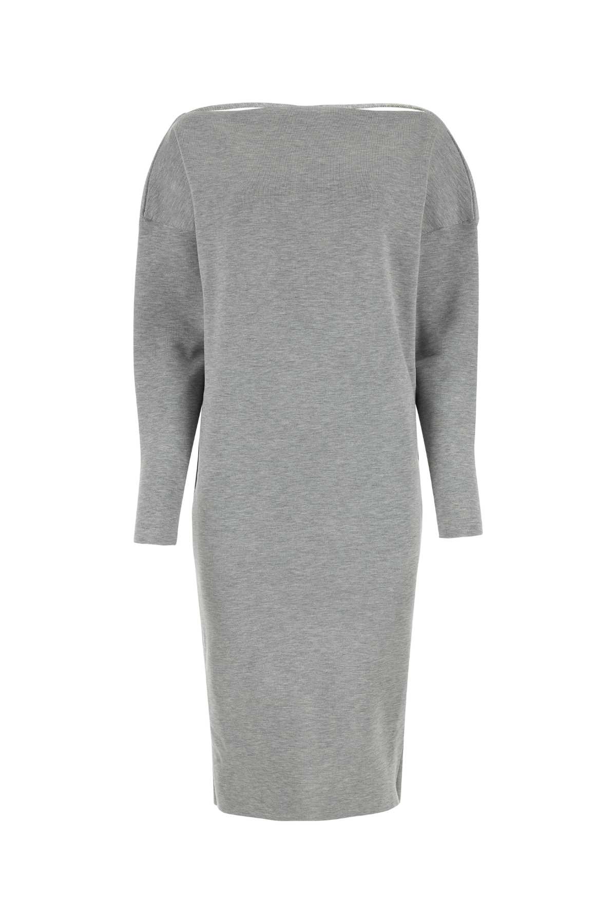 Shop Gucci Grey Stretch Wool Blend Dress In Lightgreymelange