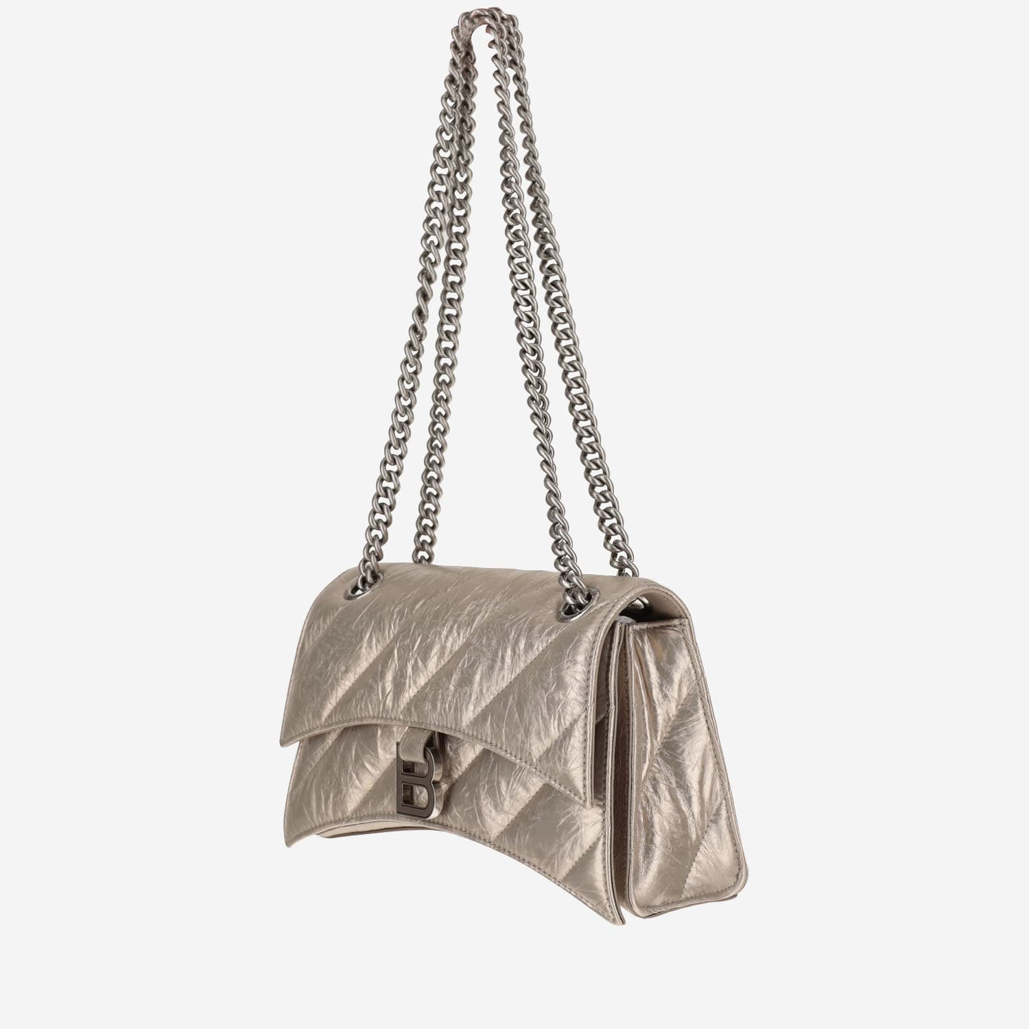 Shop Balenciaga Small Quilted Crush Chain Bag In Stone Beige