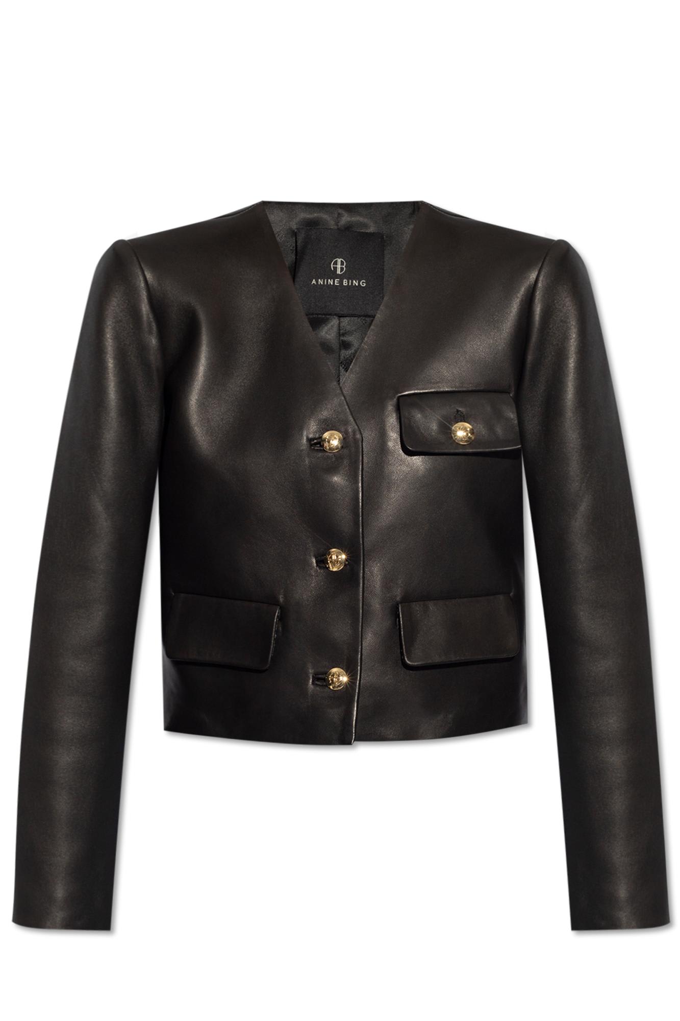 Anine Bing Cara Leather Jacket In Black