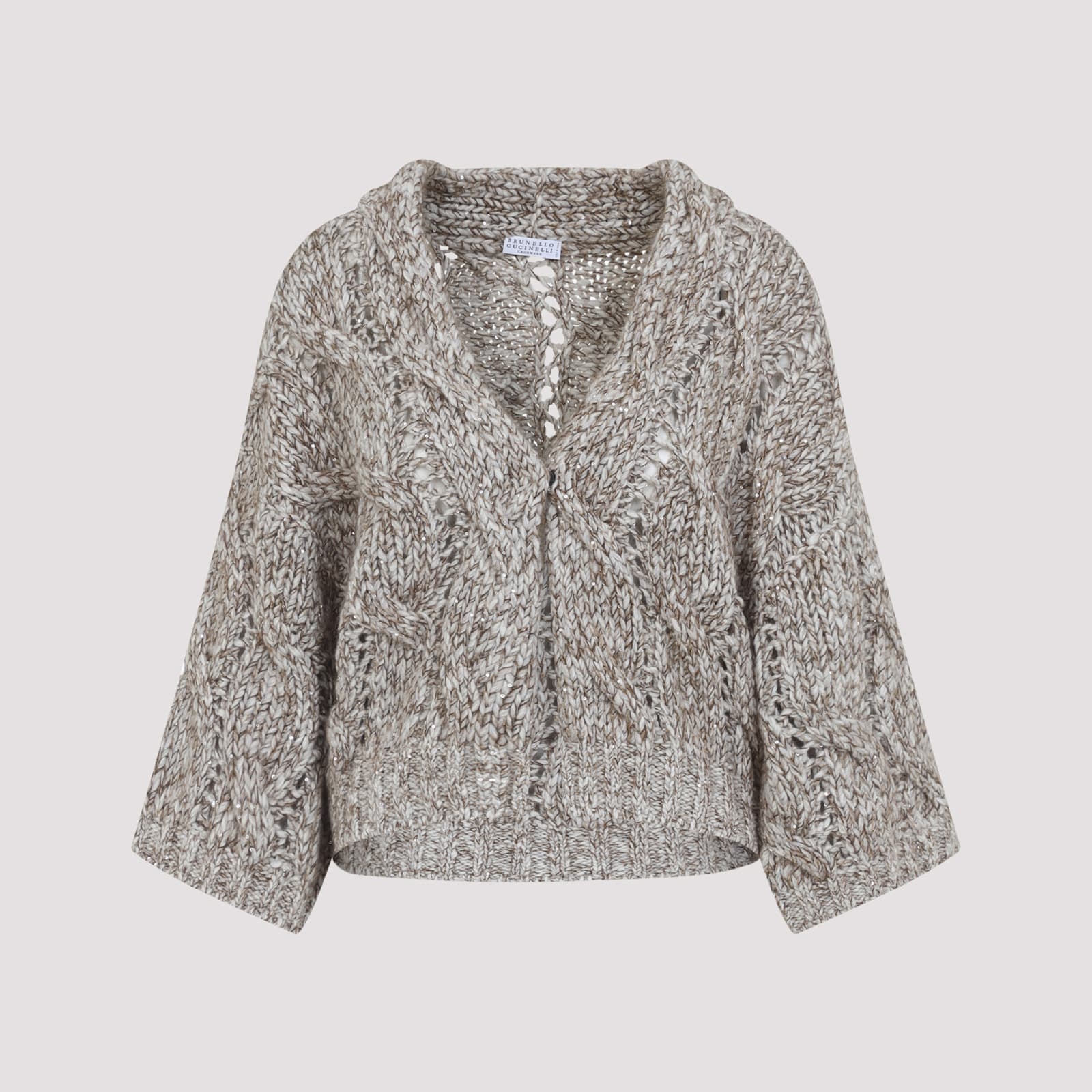 Brunello Cucinelli Braid Cardigan In Gray