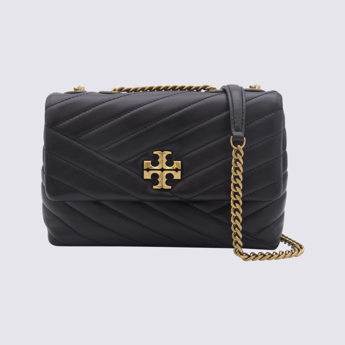 Shop Tory Burch Black Leather Kira Shoulder Bag