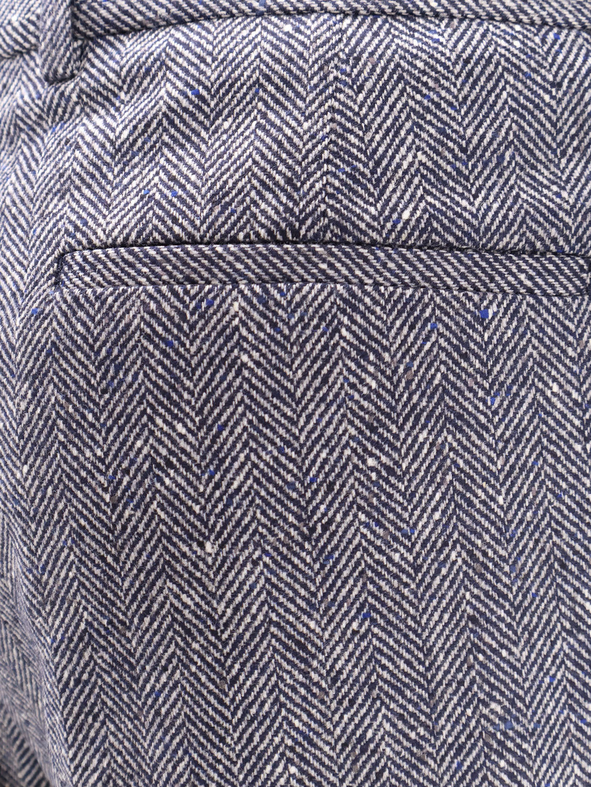 Brunello Cucinelli Men Herringbone Wool And Cashmere Trousers In Blue