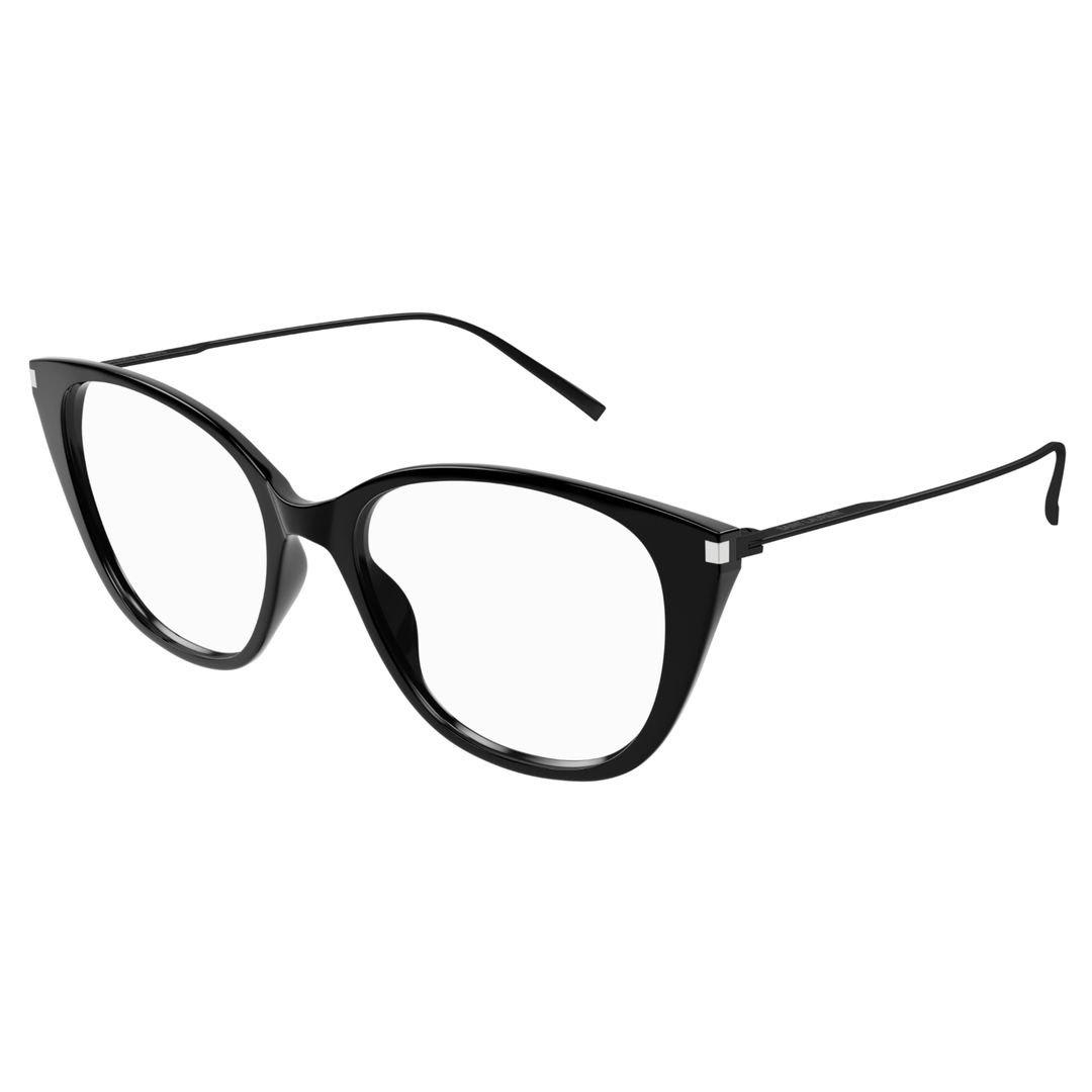 Shop Saint Laurent Cat-eye Frame Glasses In 001 Black Black Transpare