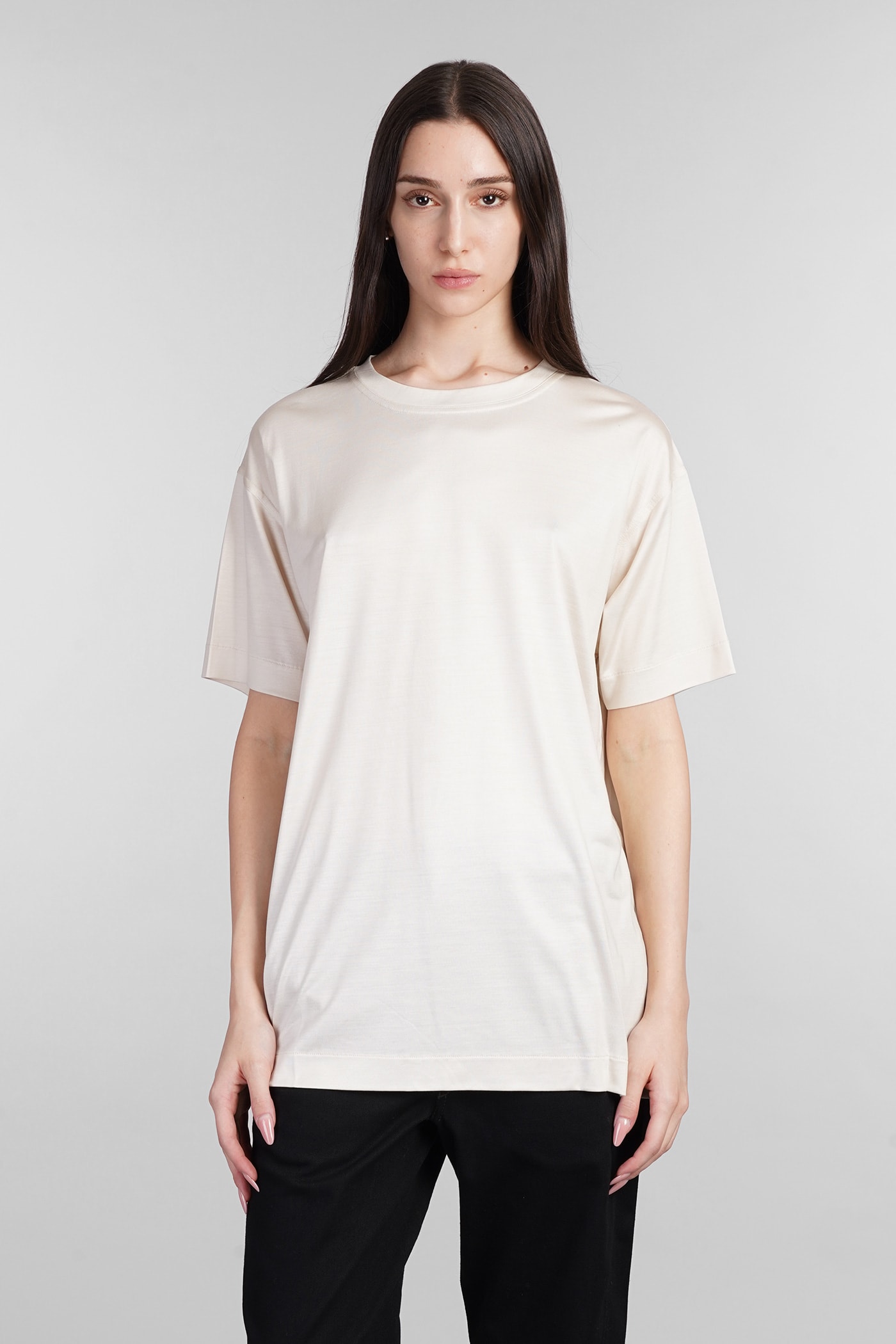 Shop Lemaire T-shirt In Beige Silk