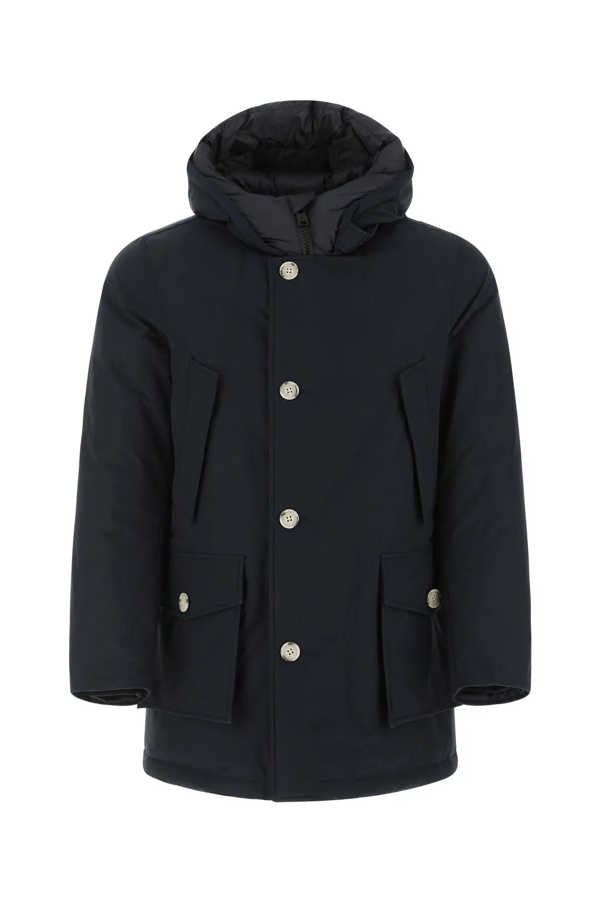 Shop Woolrich Dark Blue Cotton Blend Arctic Parka In Melton Blue