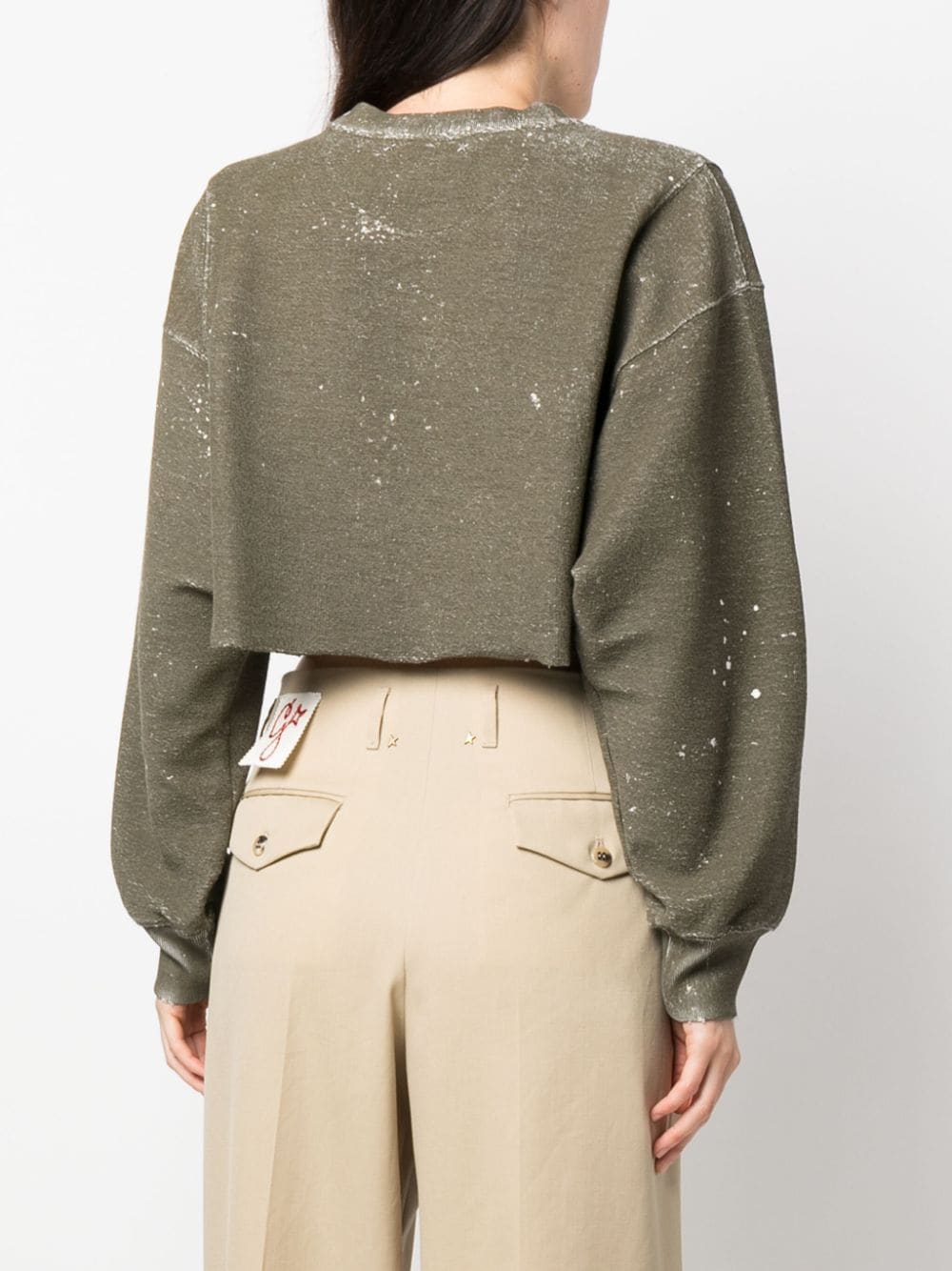 Shop Golden Goose Cropped Ruined Print Sweatshirt In Verde