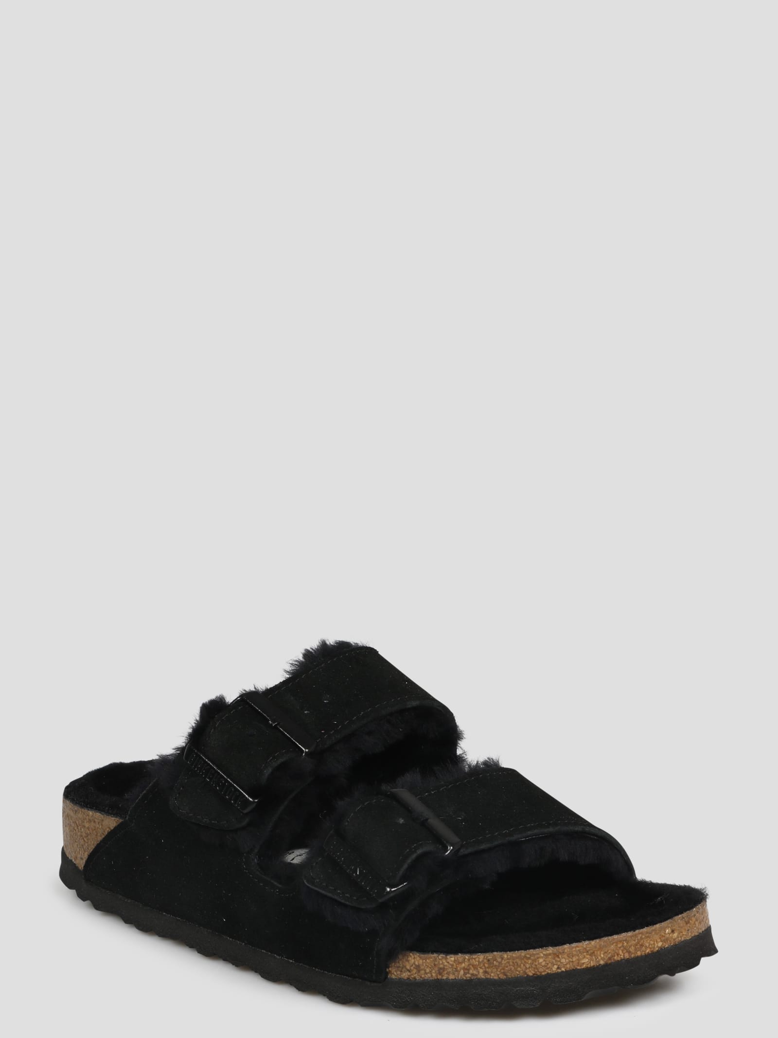 Shop Birkenstock Arizona Shearling Sandal In Black