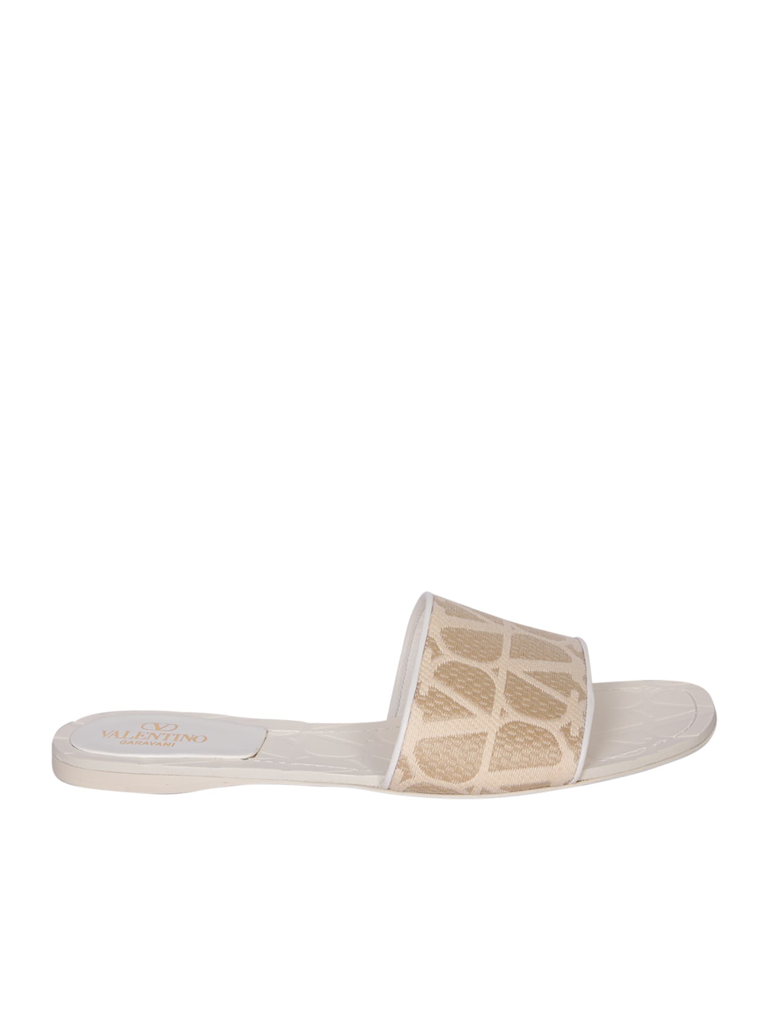 Shop Valentino Toile Iconographe Sandals In Beige