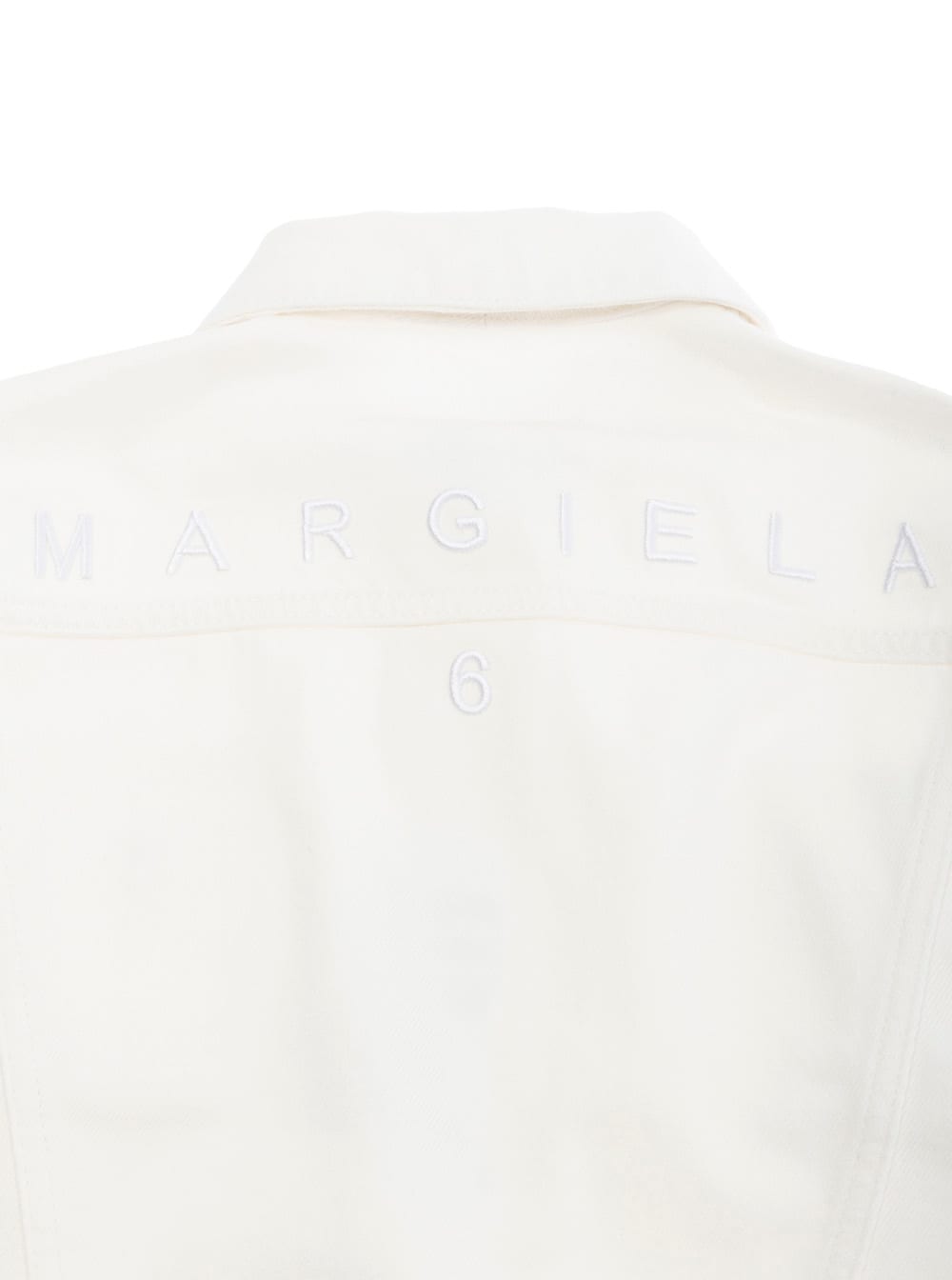 Mm6 Maison Margiela Logo-embroidered Denim Jacket In White