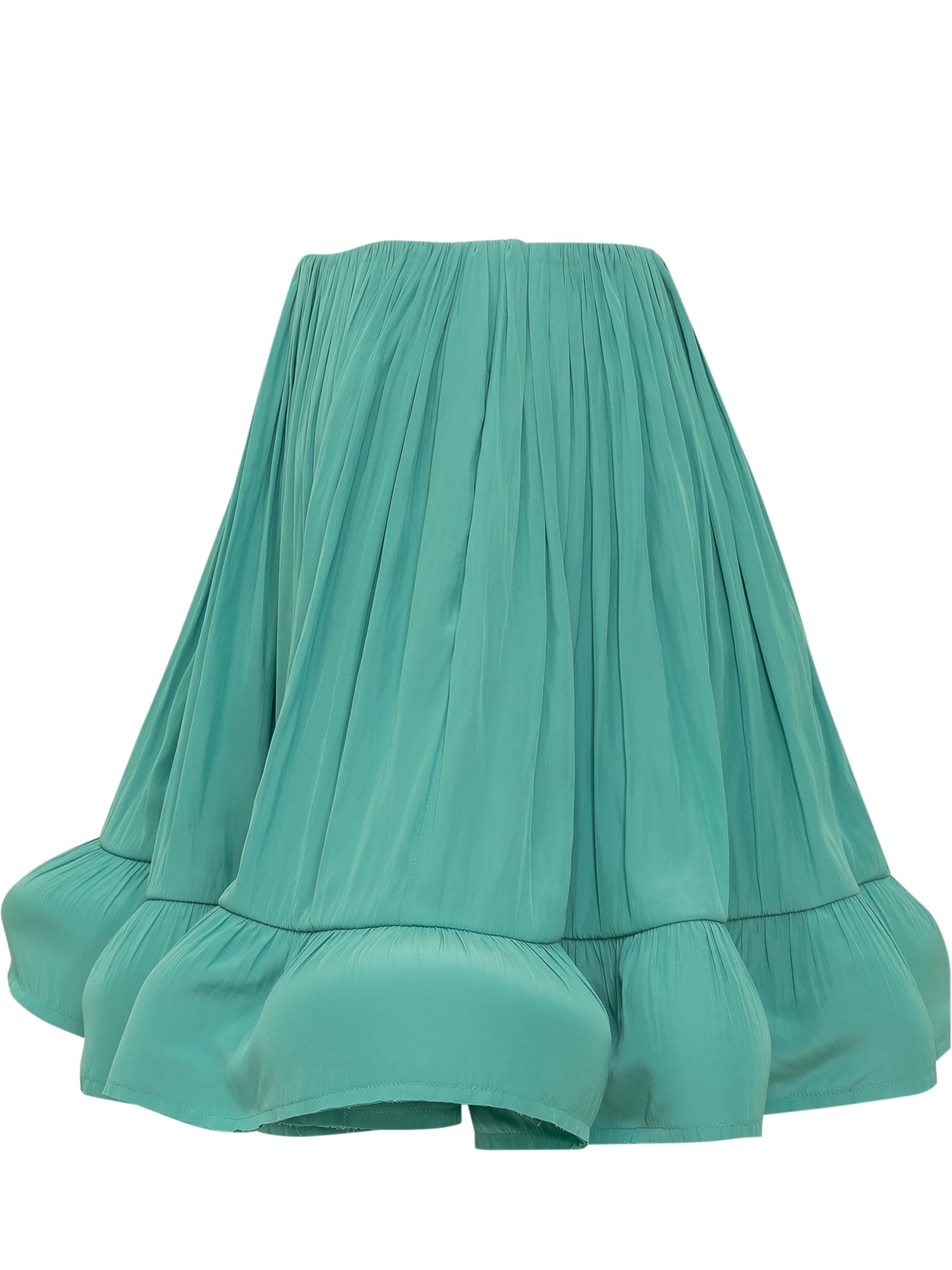 Shop Lanvin Charmeuse Ruffle Skirt In Green