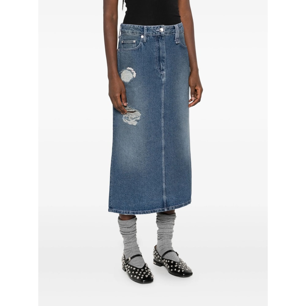 Simone Rocha Embellished Denim Flare Skirt In Multi