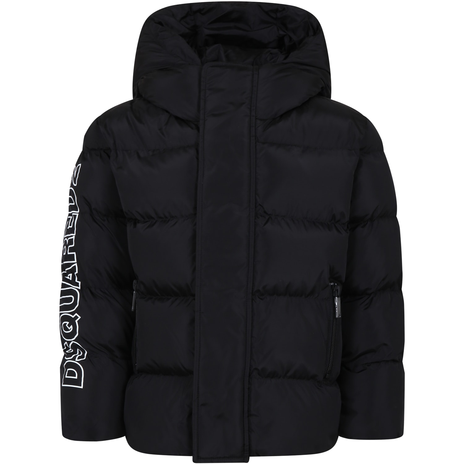 Shop Dsquared2 Black Jacket For Boy With Logo In Nero