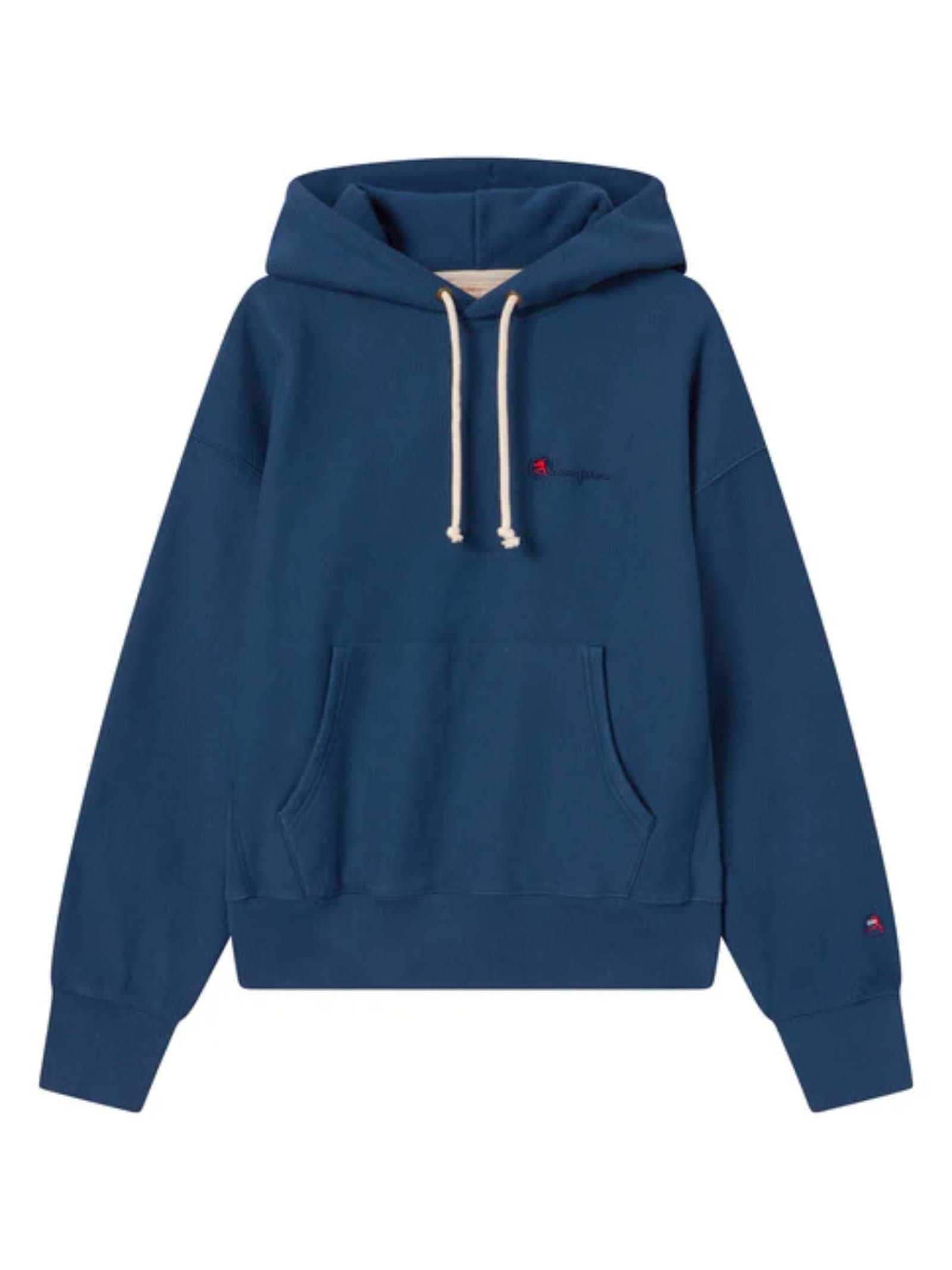 Champion Hooded Cotton Sweatshirt Featuring Kangaroo Pocket In Blue