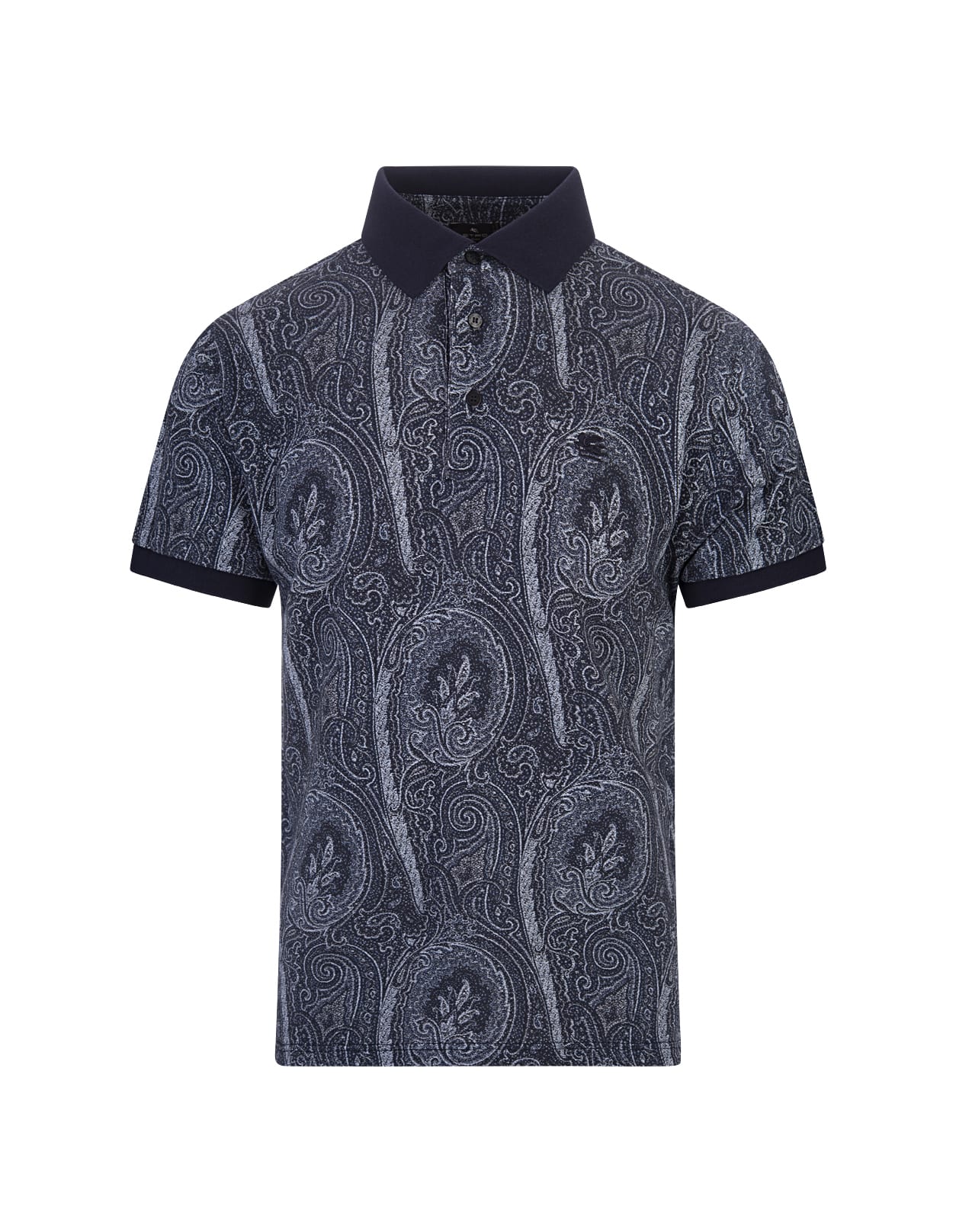 Shop Etro Navy Blue Polo Shirt With Paisley Print