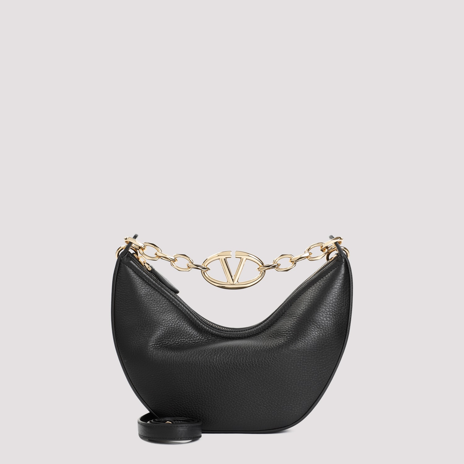 Shop Valentino V Logo Gate Leather Top Handle Bag In No Nero