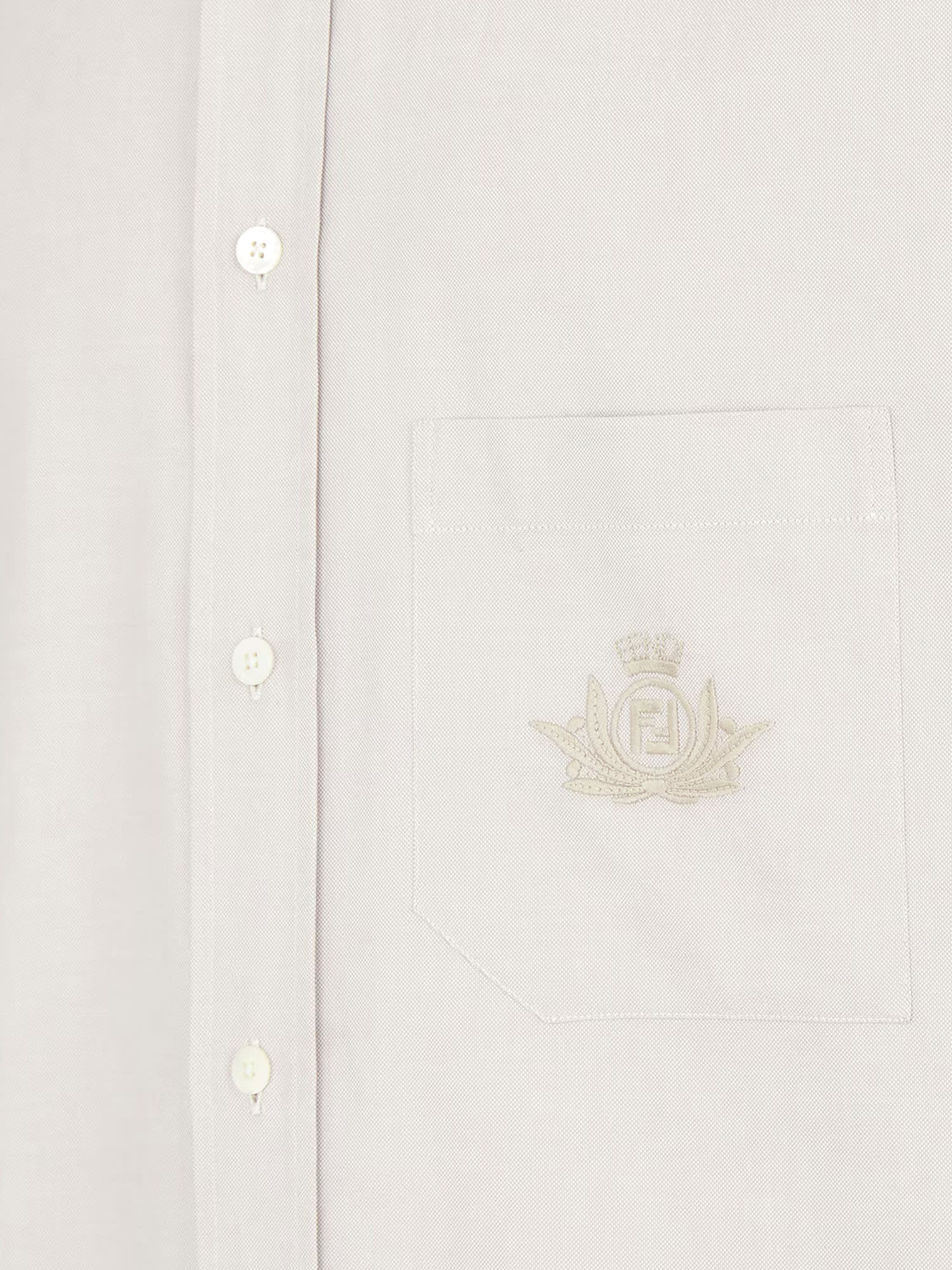Fendi Oxford Shirt In Beige