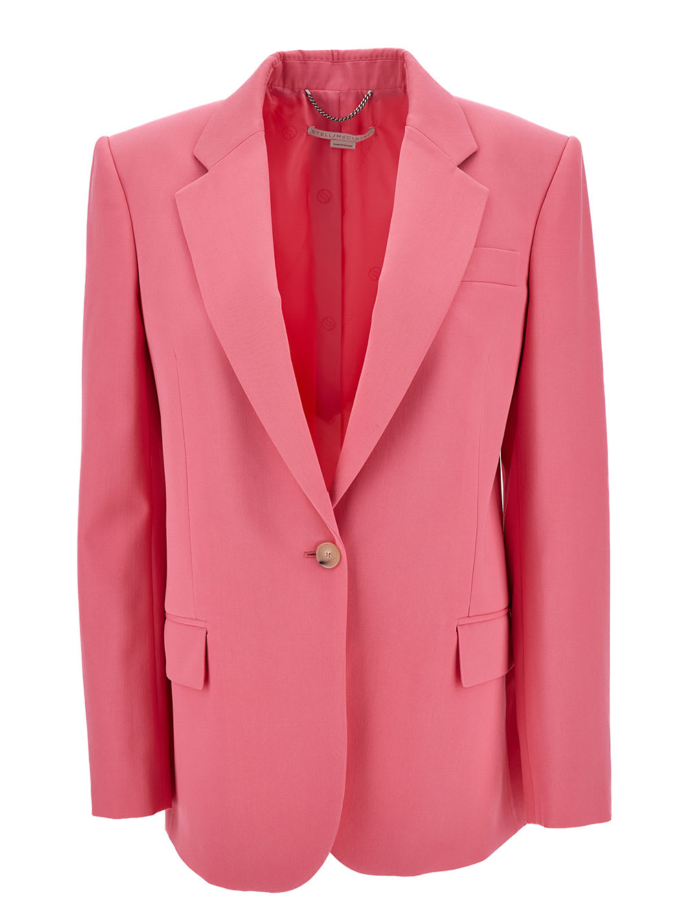 STELLA MCCARTNEY ICONIC SALMON PINK SING-BREASTED JACKET WITH SINGLE BUTTON IN WOOL WOMAN
