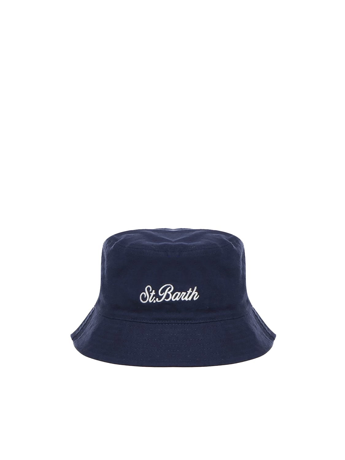 Mc2 Saint Barth Bucket Hat In Linen And Cotton Blend In Blue