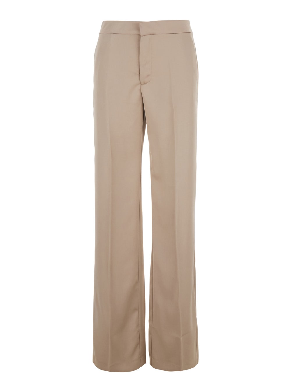 Beige Pants With Pences On The Front In Tech Fabric Woman