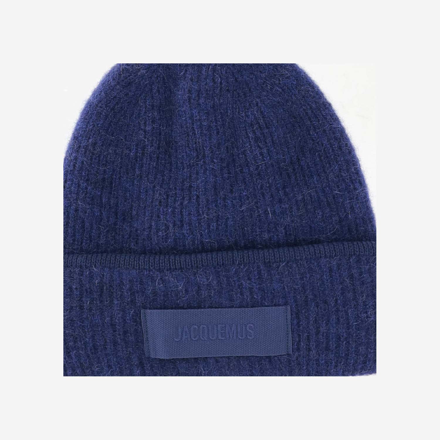 Shop Jacquemus Wool Blend Beanie With Logo In Blue