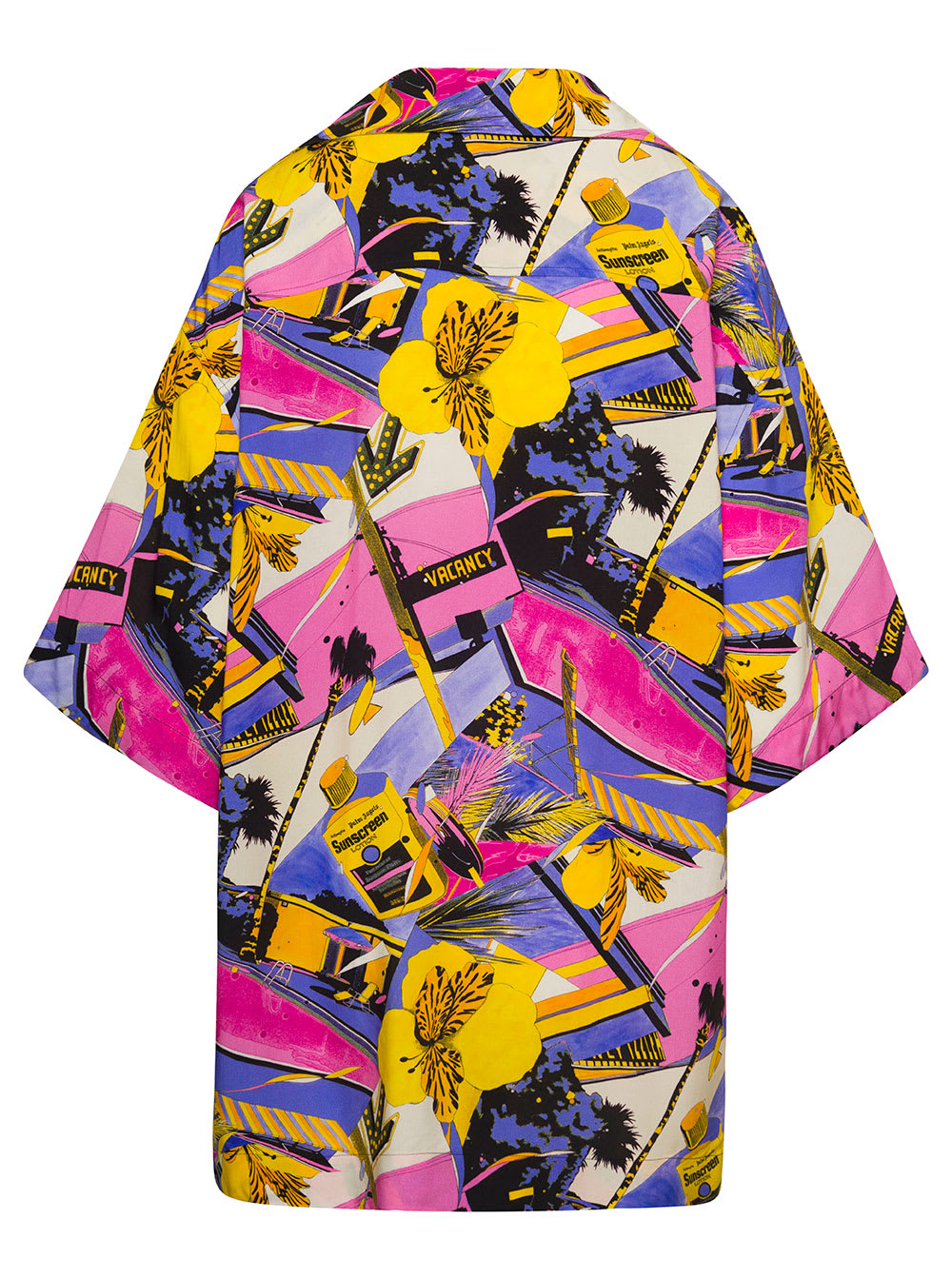 Shop Palm Angels Miami Multicolour Bowling Shirt With All-over Graphic Print In Viscose Woman In Multicolor